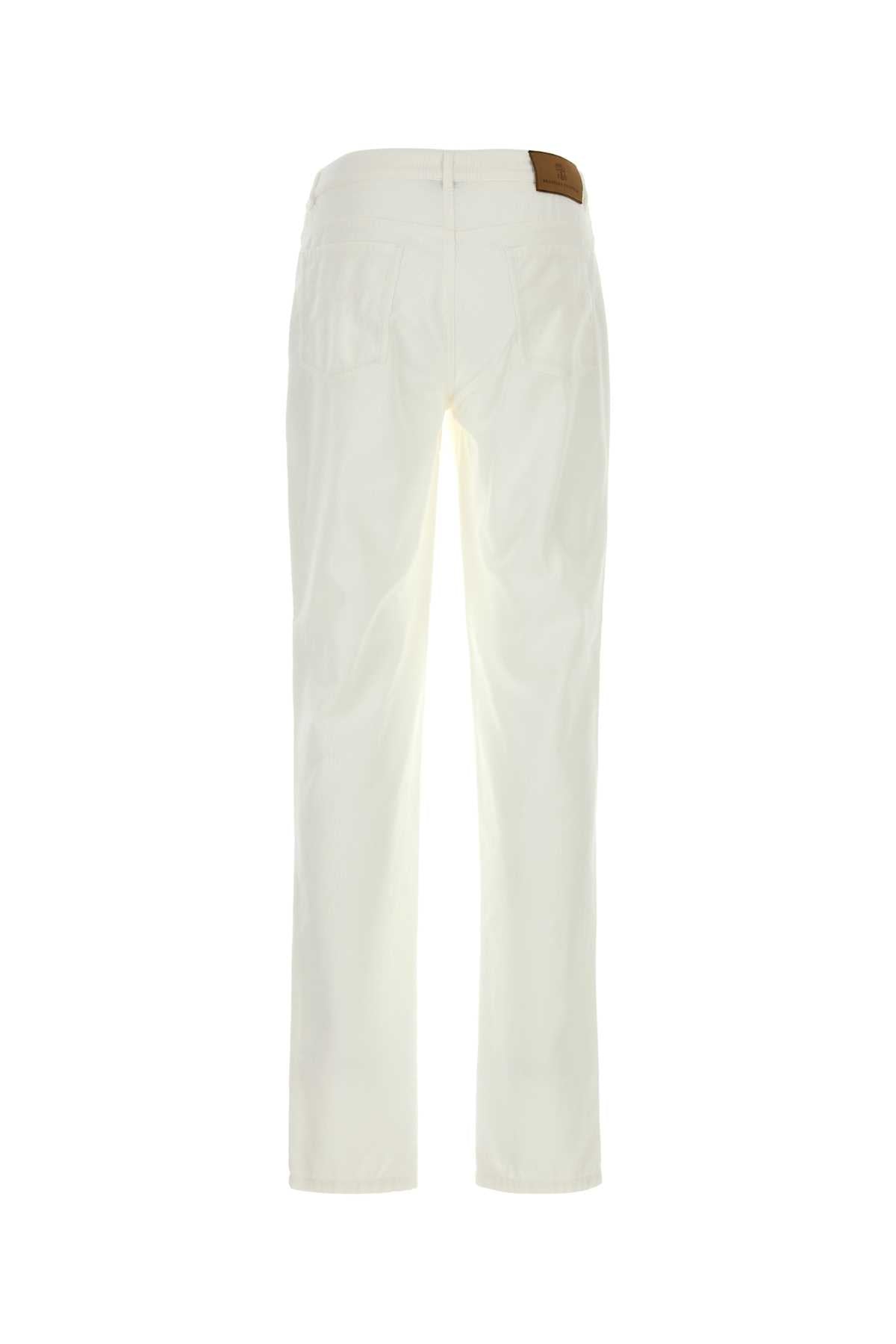 Brunello Cucinelli Men White Corduroy Pant BRUNELLO CUCINELLI