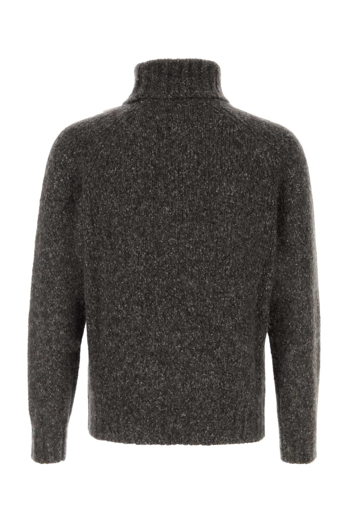 Brunello Cucinelli Men Melange Dark Grey Cashmere Blend Sweater BRUNELLO CUCINELLI
