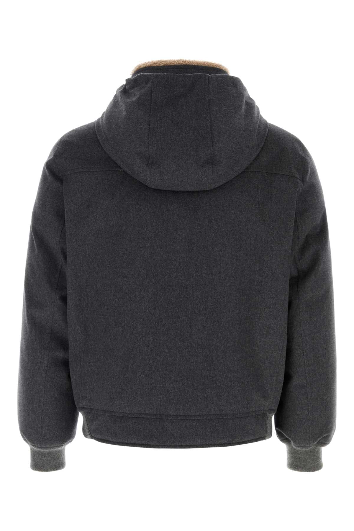 Brunello Cucinelli Men Graphite Wool Padded Jacket BRUNELLO CUCINELLI