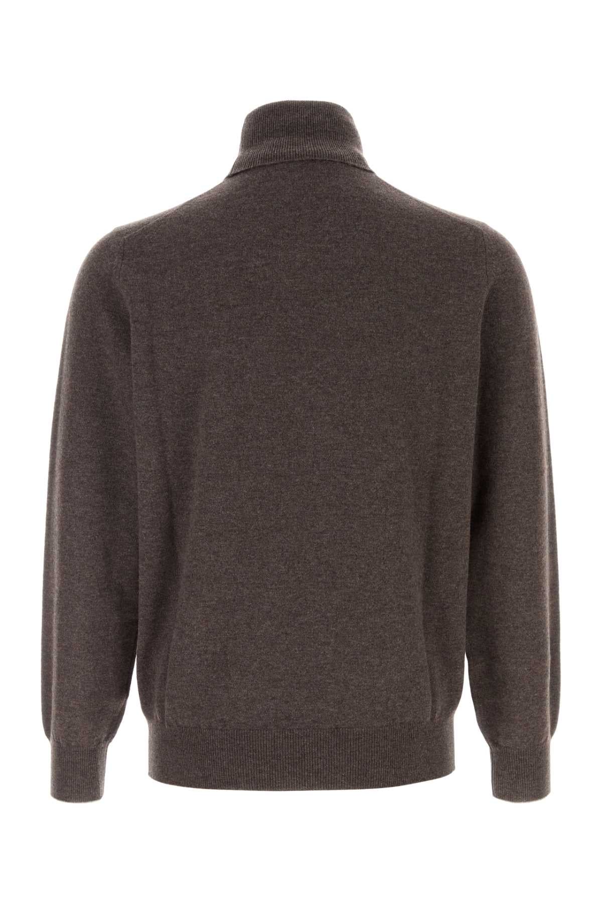 Brunello Cucinelli Men Brown Cashmere Sweater BRUNELLO CUCINELLI