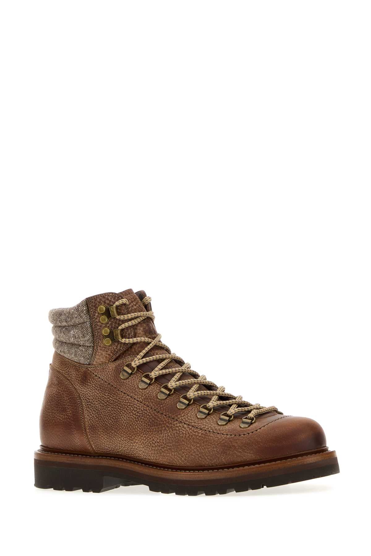 Brunello Cucinelli Men Caramel Leather Ankle Boots BRUNELLO CUCINELLI