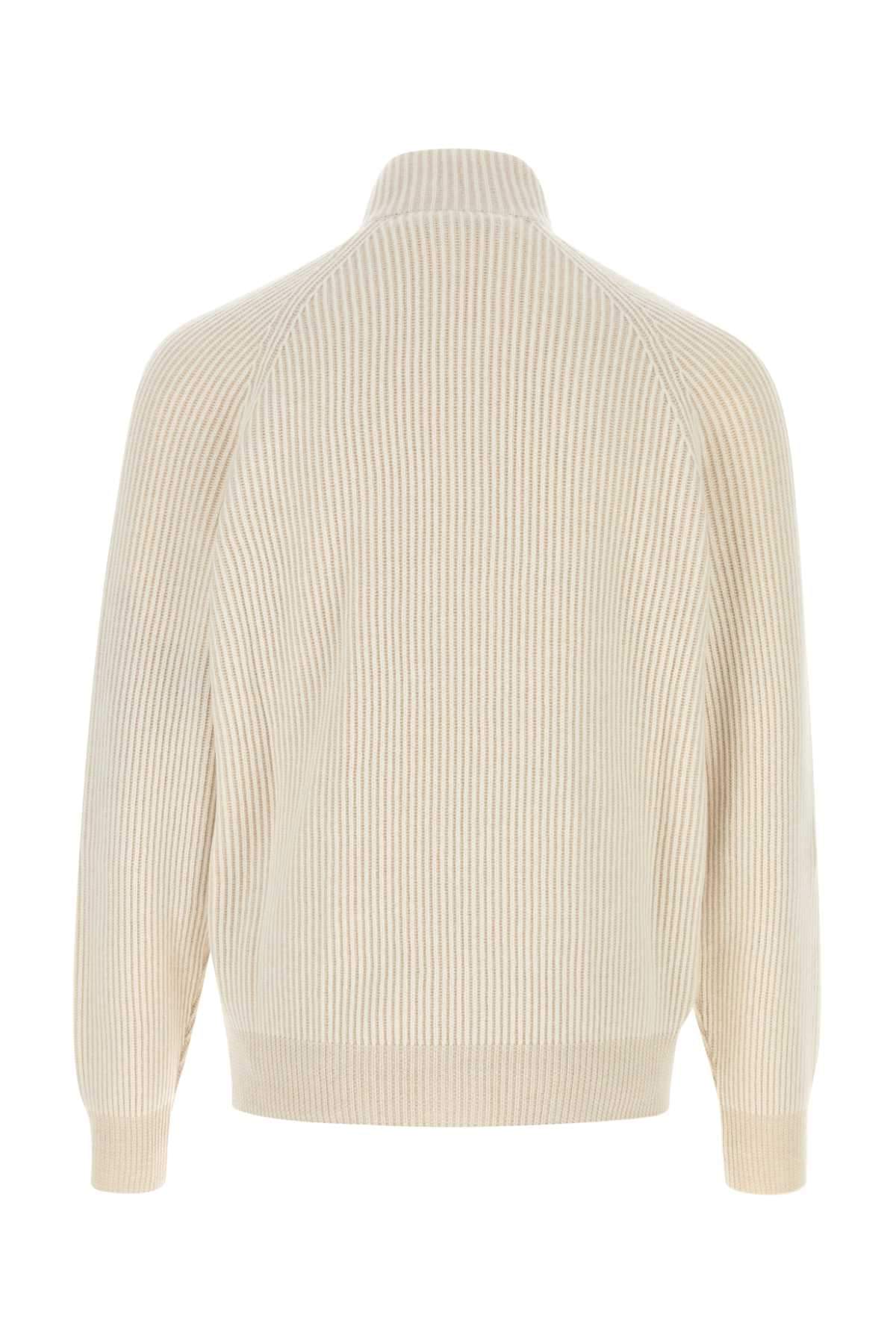 Brunello Cucinelli Men Ivory Cashmere Cardigan BRUNELLO CUCINELLI