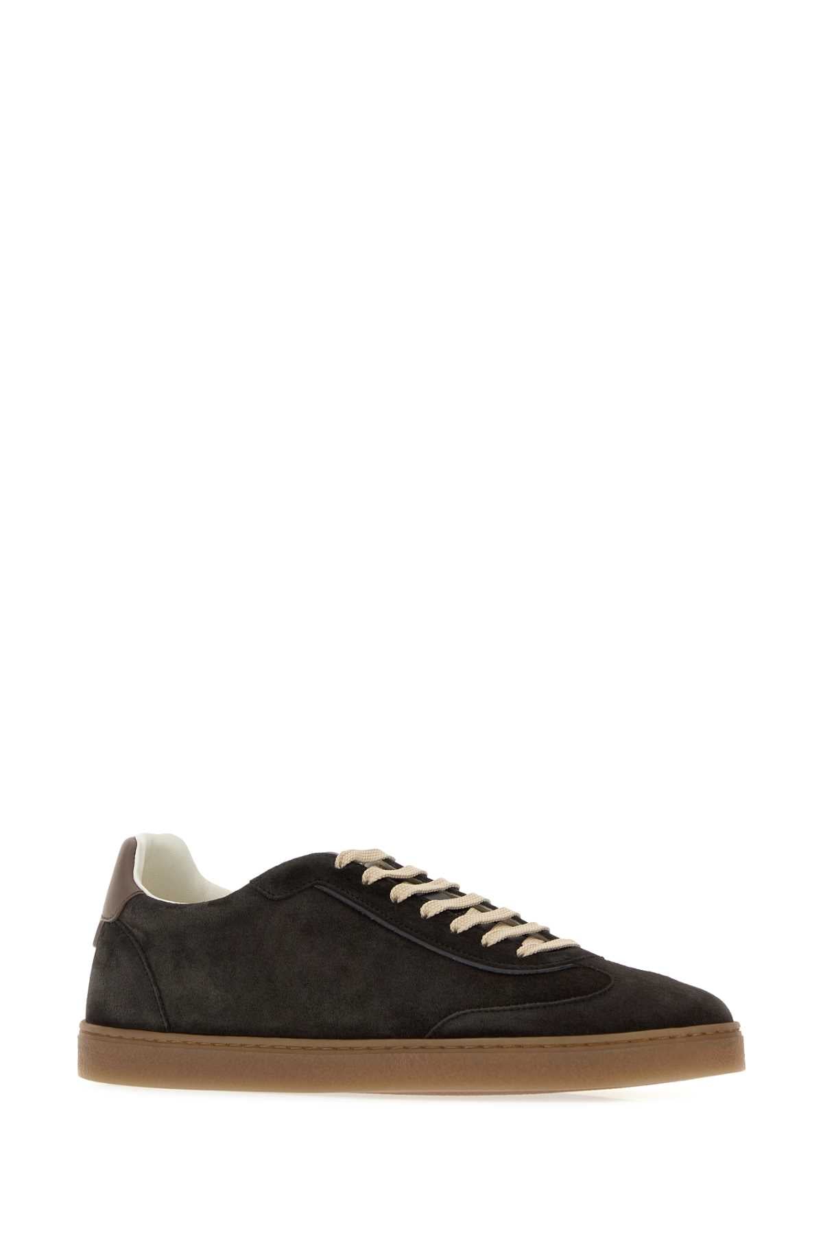 Brunello Cucinelli Men Dark Brown Suede Sneakers BRUNELLO CUCINELLI
