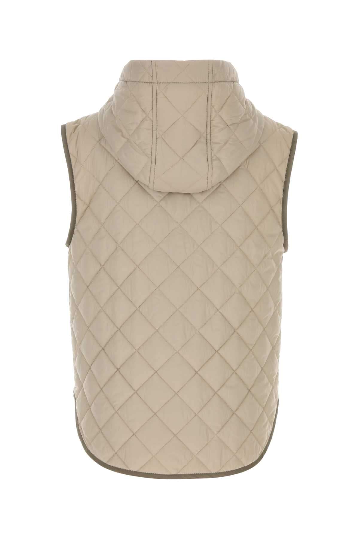 Brunello Cucinelli Women Sand Nylon Sleeveless Jacket BRUNELLO CUCINELLI