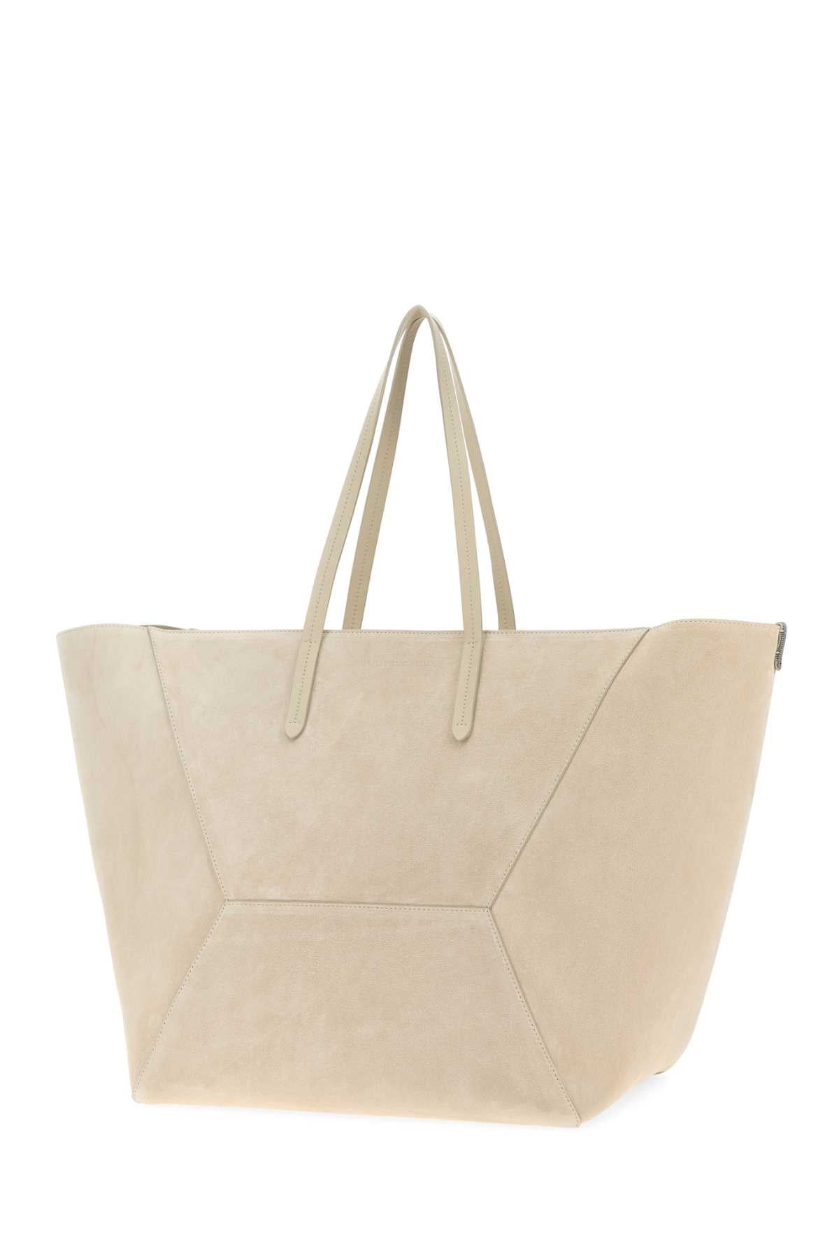 Brunello Cucinelli Women Sand Suede Shopping Bag BRUNELLO CUCINELLI