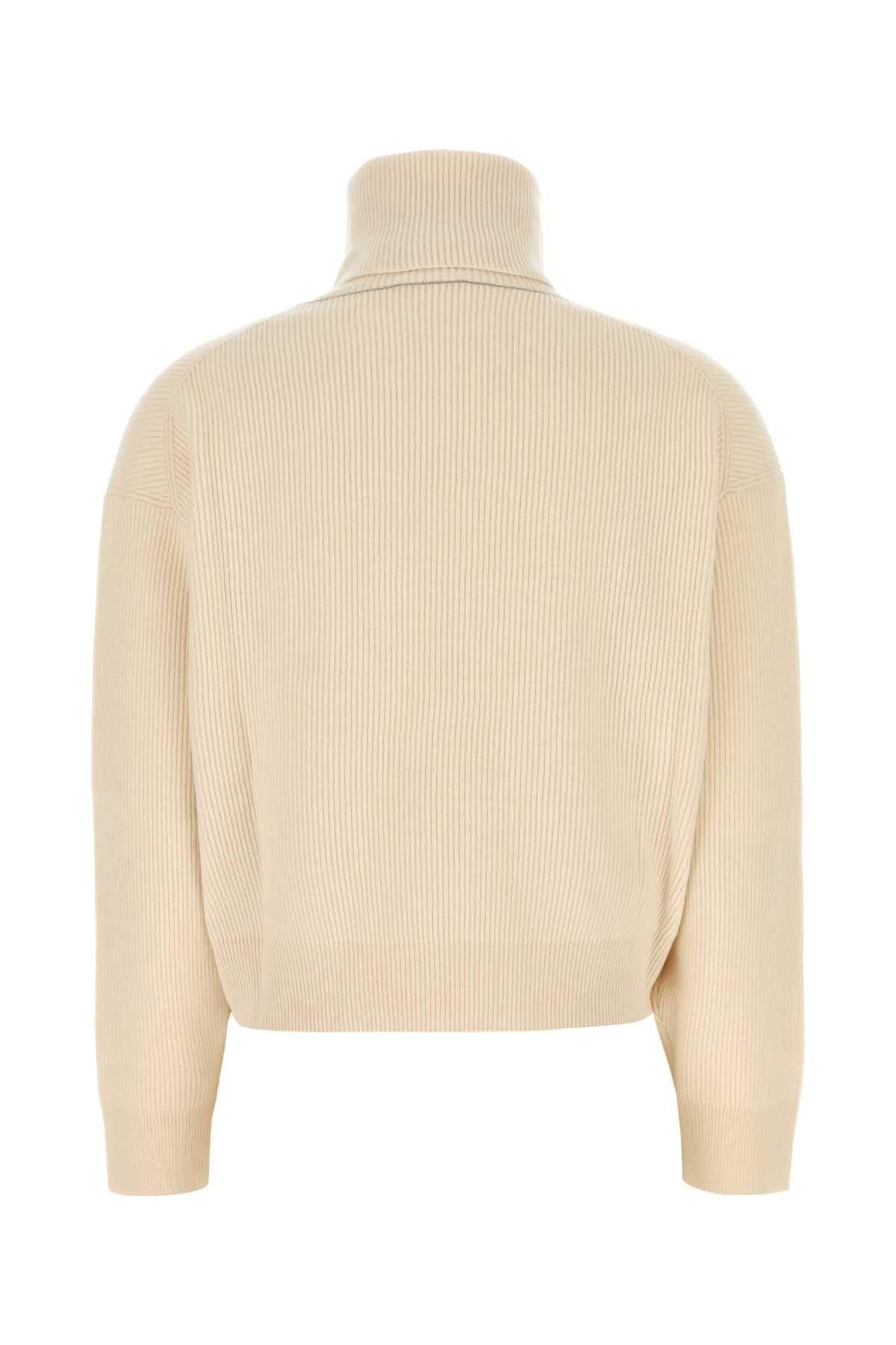 Brunello Cucinelli Women Sand Wool Blend Sweater BRUNELLO CUCINELLI