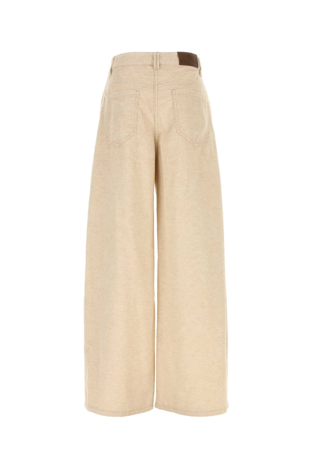 Brunello Cucinelli Women Sand Corduroy Wide-Leg Pant BRUNELLO CUCINELLI
