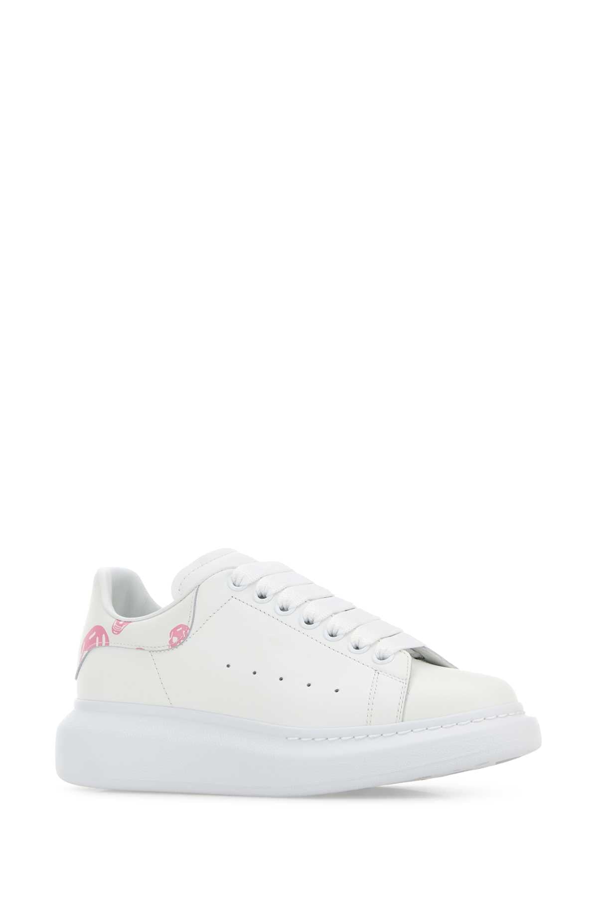 Alexander Mcqueen Women White Leather Sneakers With Printed Leather Heel ALEXANDER MCQUEEN