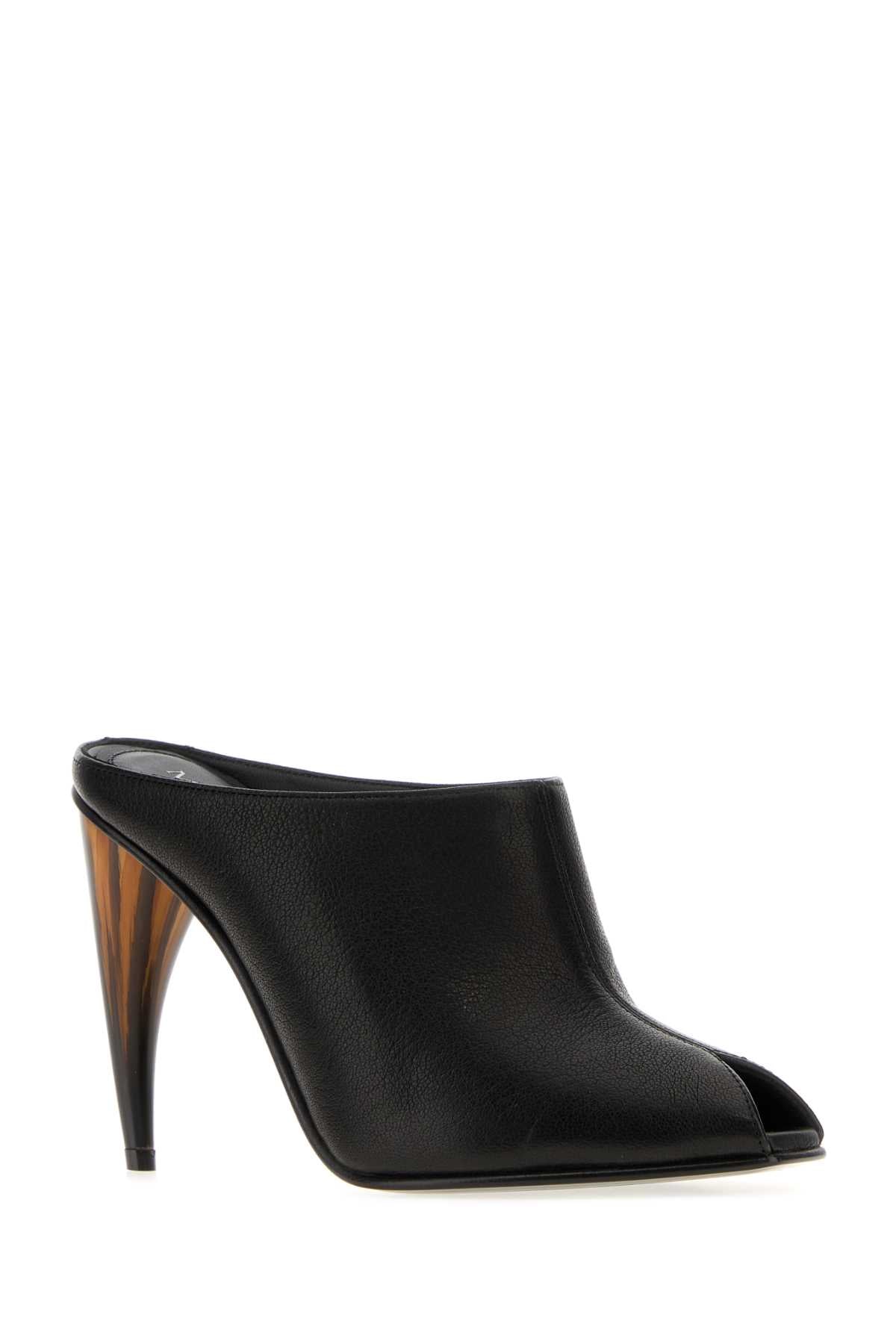 Alexander Mcqueen Women Black Leather Mules ALEXANDER MCQUEEN