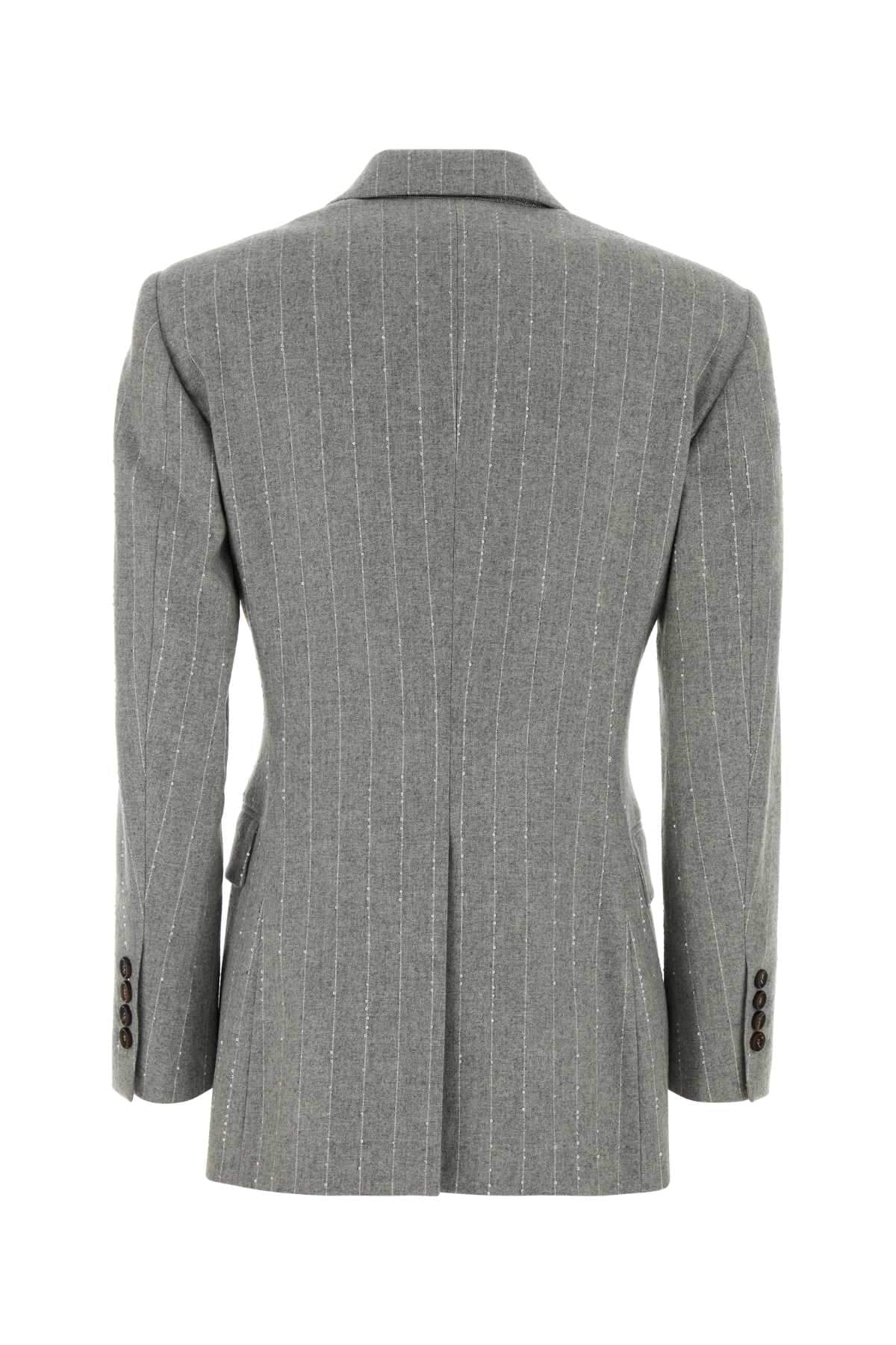 Brunello Cucinelli Women Embroidered Stretch Wool Blend Blazer BRUNELLO CUCINELLI