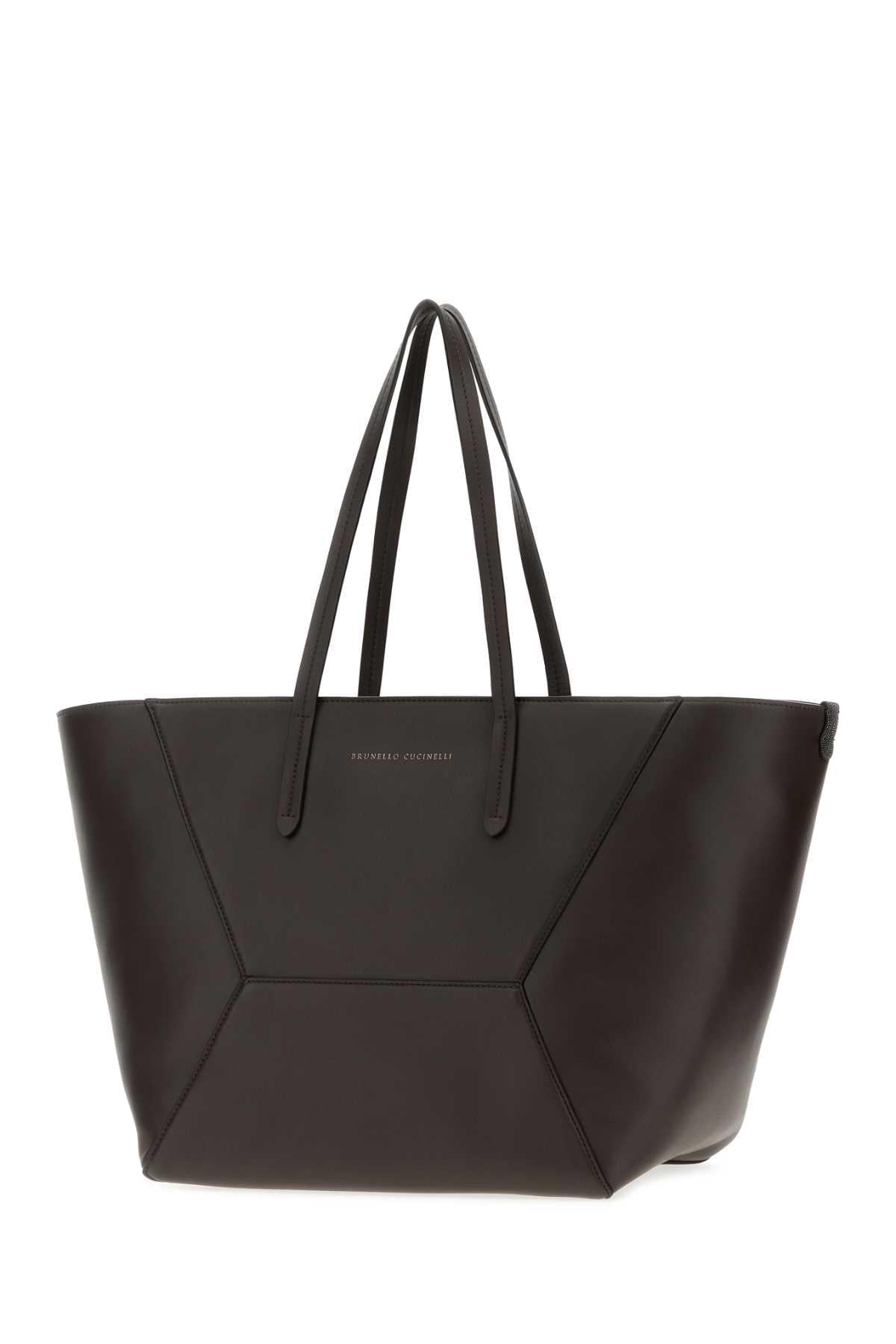 Brunello Cucinelli Women Brown Leather Shopping Bag BRUNELLO CUCINELLI