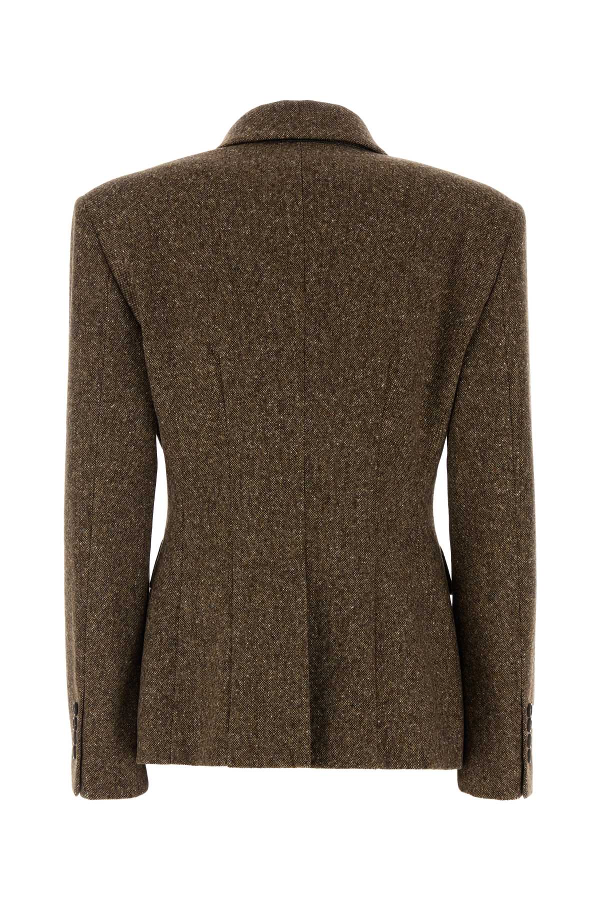 Brunello Cucinelli Women Melange Brown Wool Blend Blazer BRUNELLO CUCINELLI