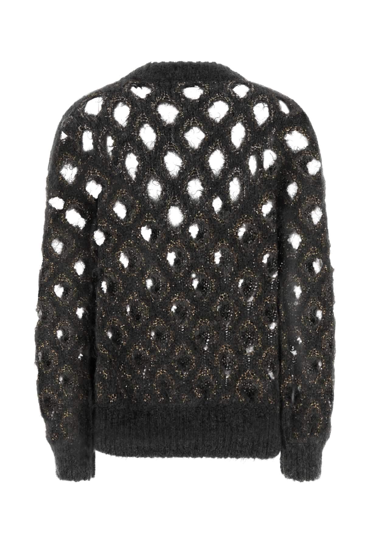 Brunello Cucinelli Women Dark Grey Mohair Blend Oversize Sweater BRUNELLO CUCINELLI