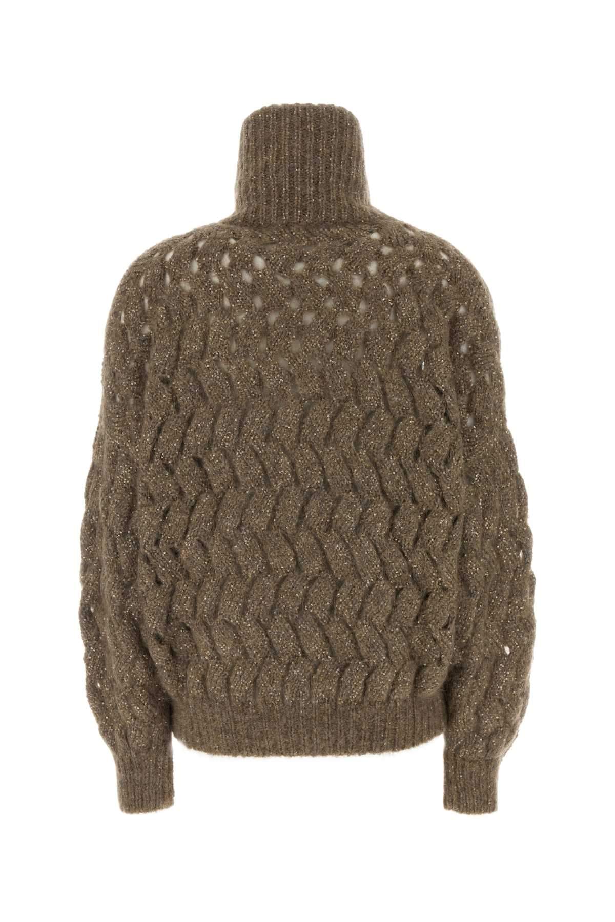 Brunello Cucinelli Women Mud Mohair Blend Cardigan BRUNELLO CUCINELLI