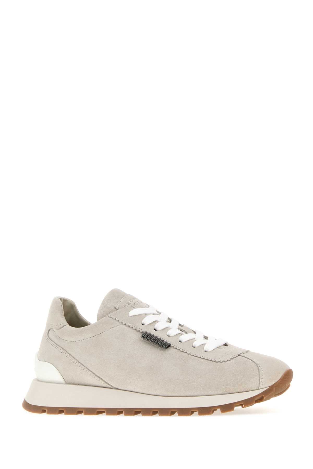 Brunello Cucinelli Women Light Grey Suede Sneakers BRUNELLO CUCINELLI