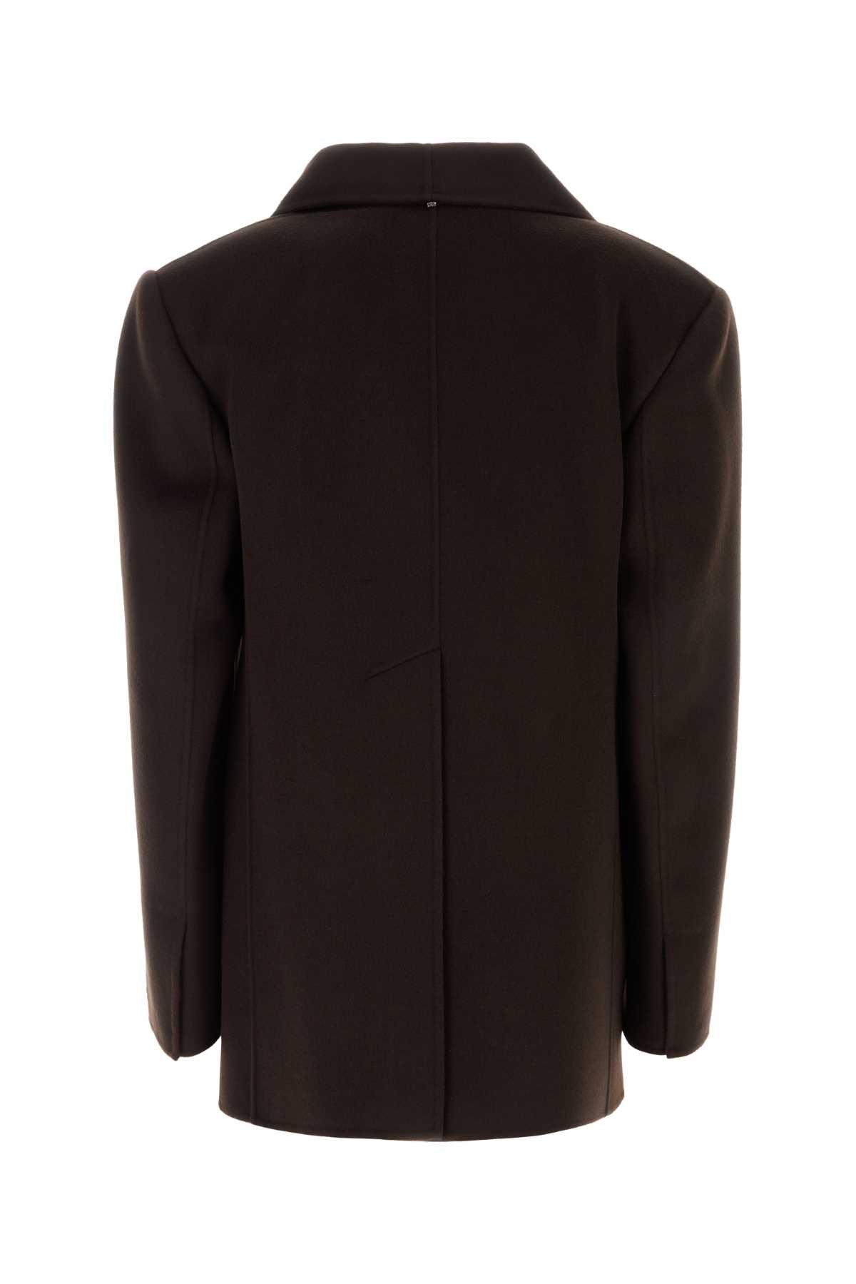 Sportmax Women Dark Brown Wool Manna Coat SPORTMAX