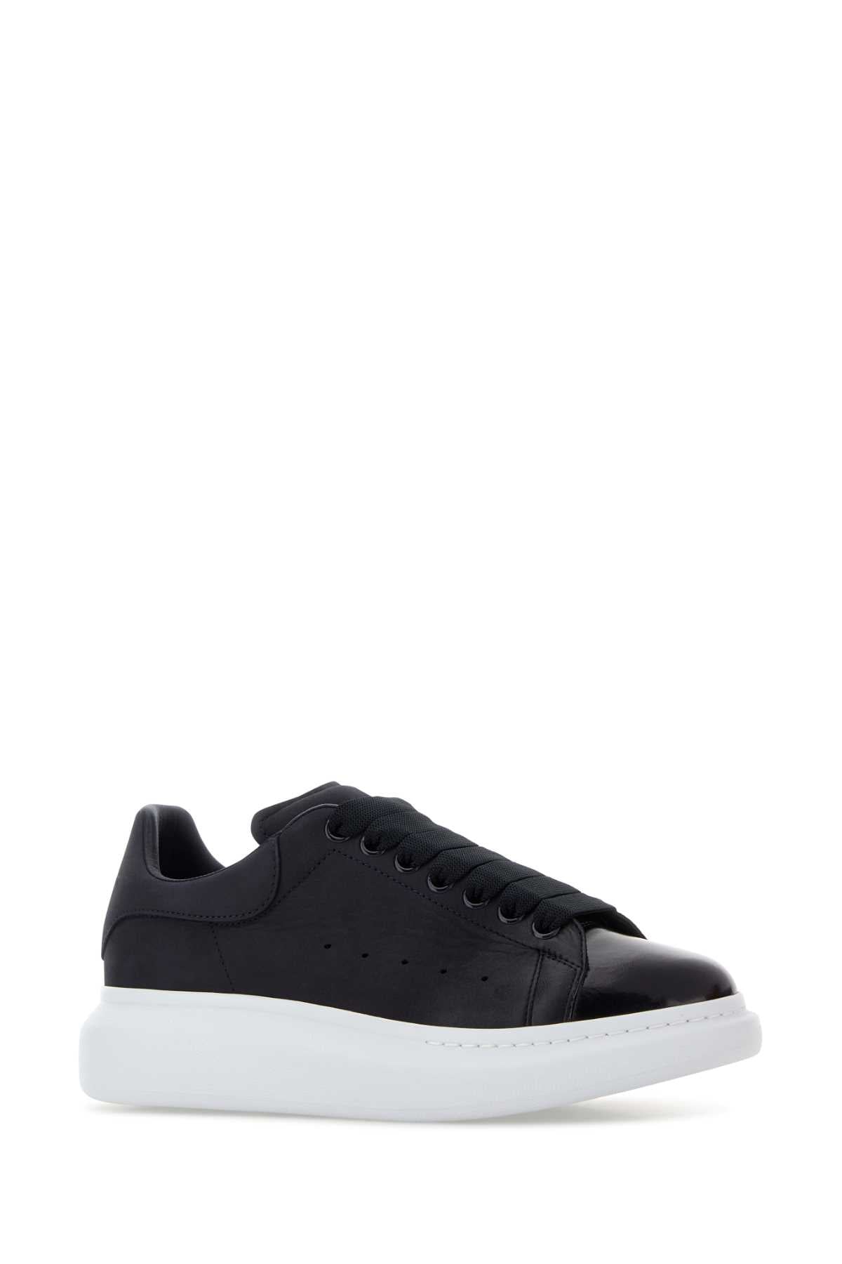 Alexander Mcqueen Men Black Leather Sneakers With Black Heel ALEXANDER MCQUEEN