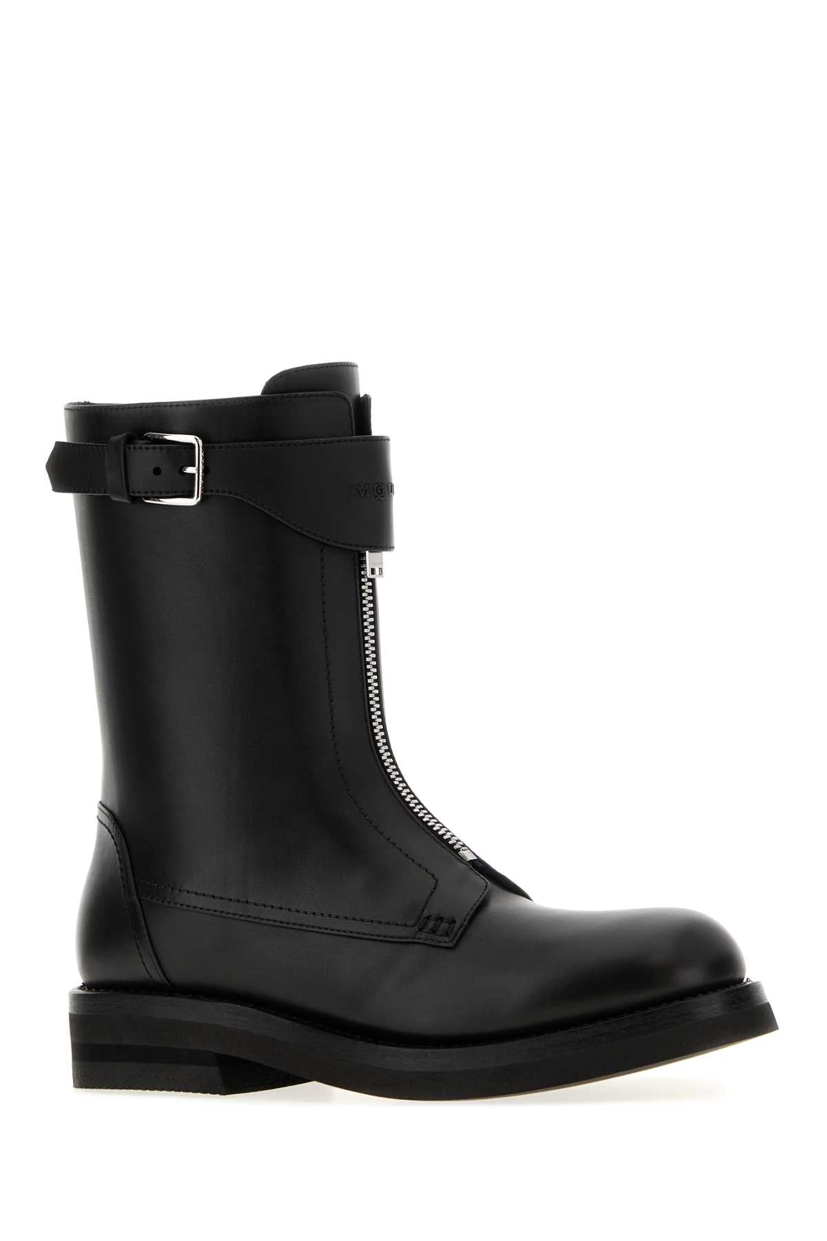 Alexander Mcqueen Men Black Leather Boots ALEXANDER MCQUEEN