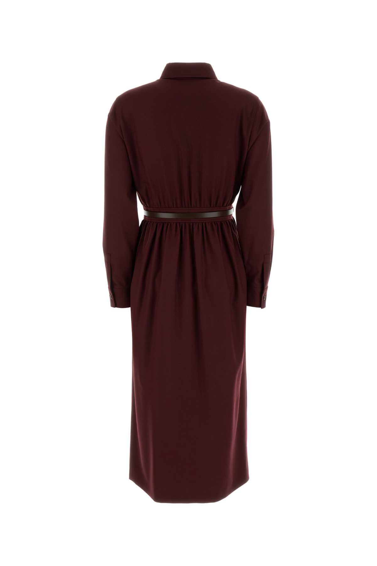 Max Mara Women Burgundy Stretch Wool Dalmata Shirt Dress MAX MARA