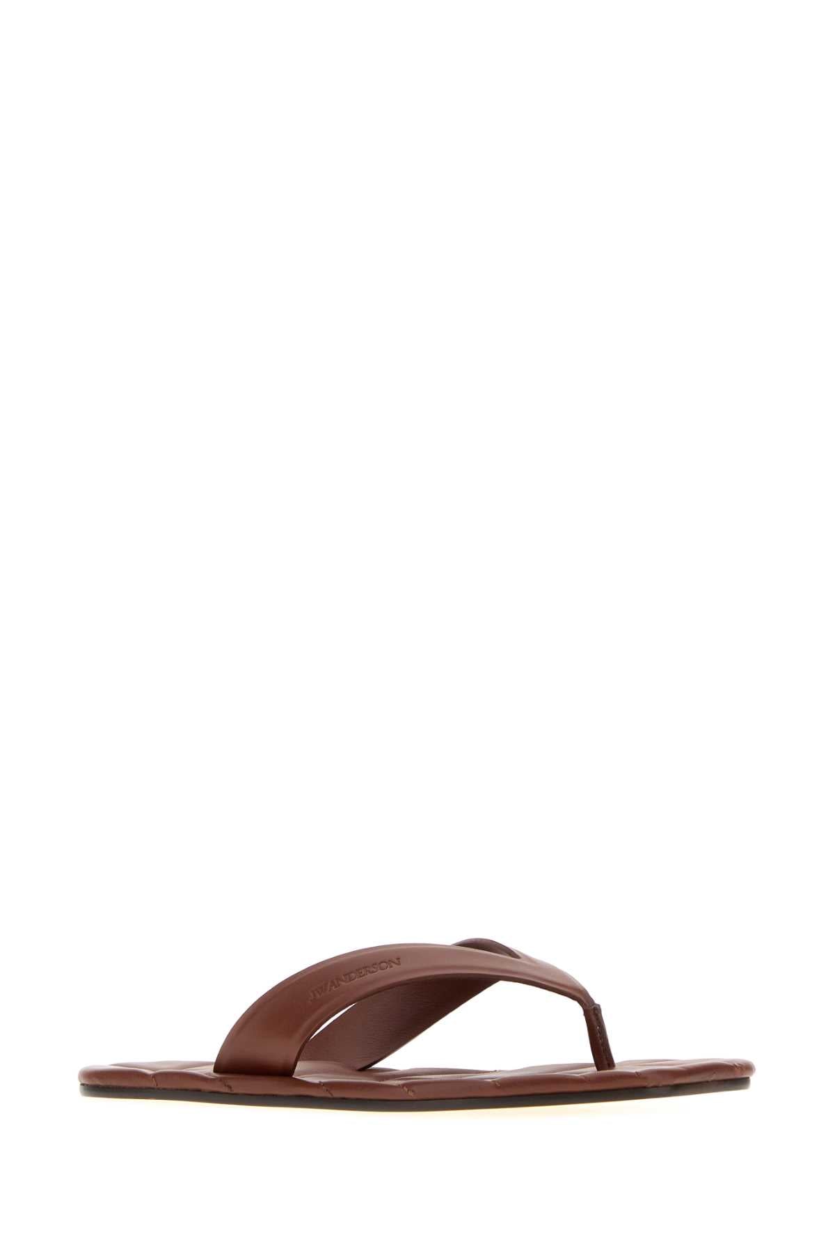 Jw Anderson Women Chocolate Leather Thong Slippers J.W. ANDERSON