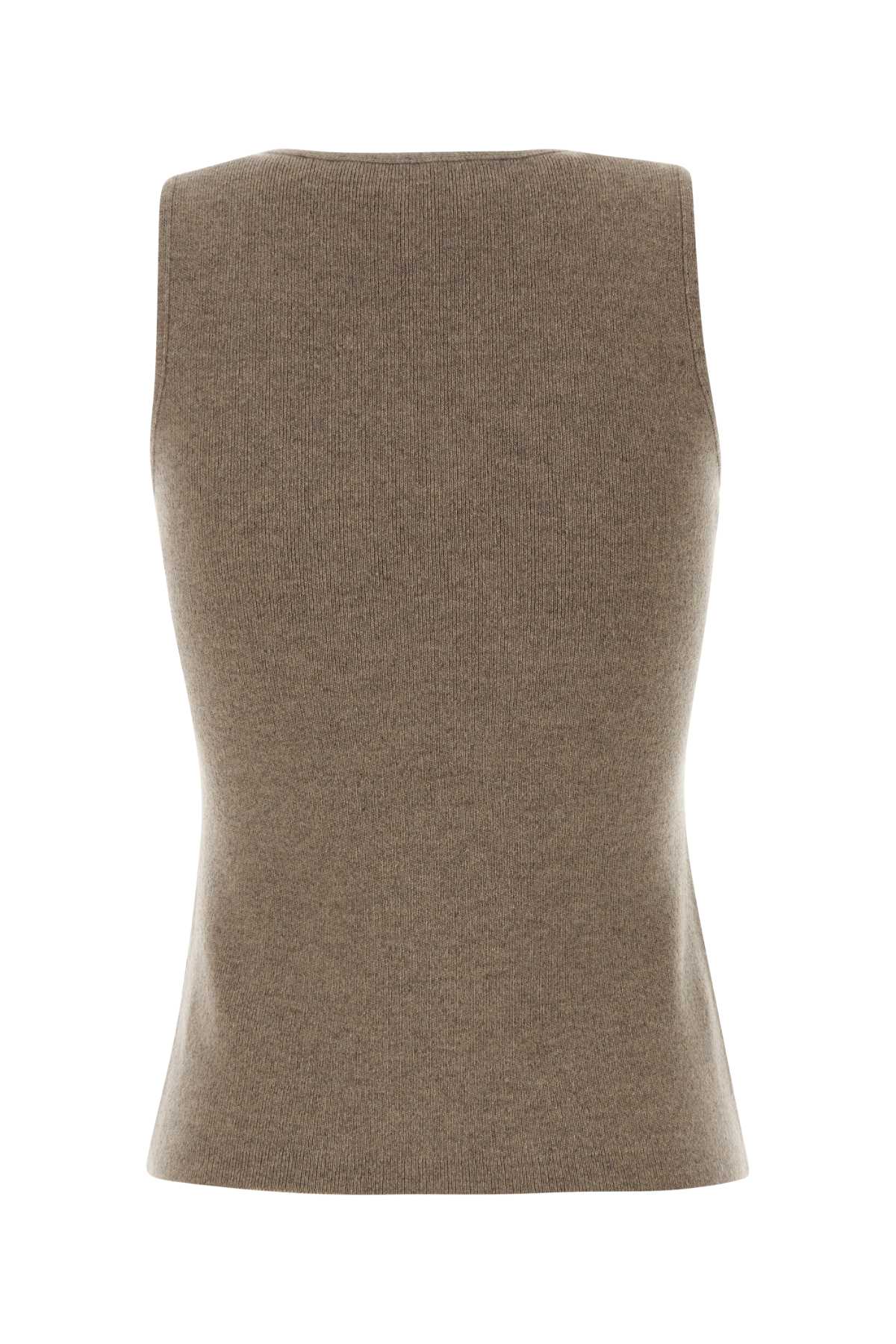 Max Mara Women Cappuccino Suede And Knit Accordo Tank Top MAX MARA