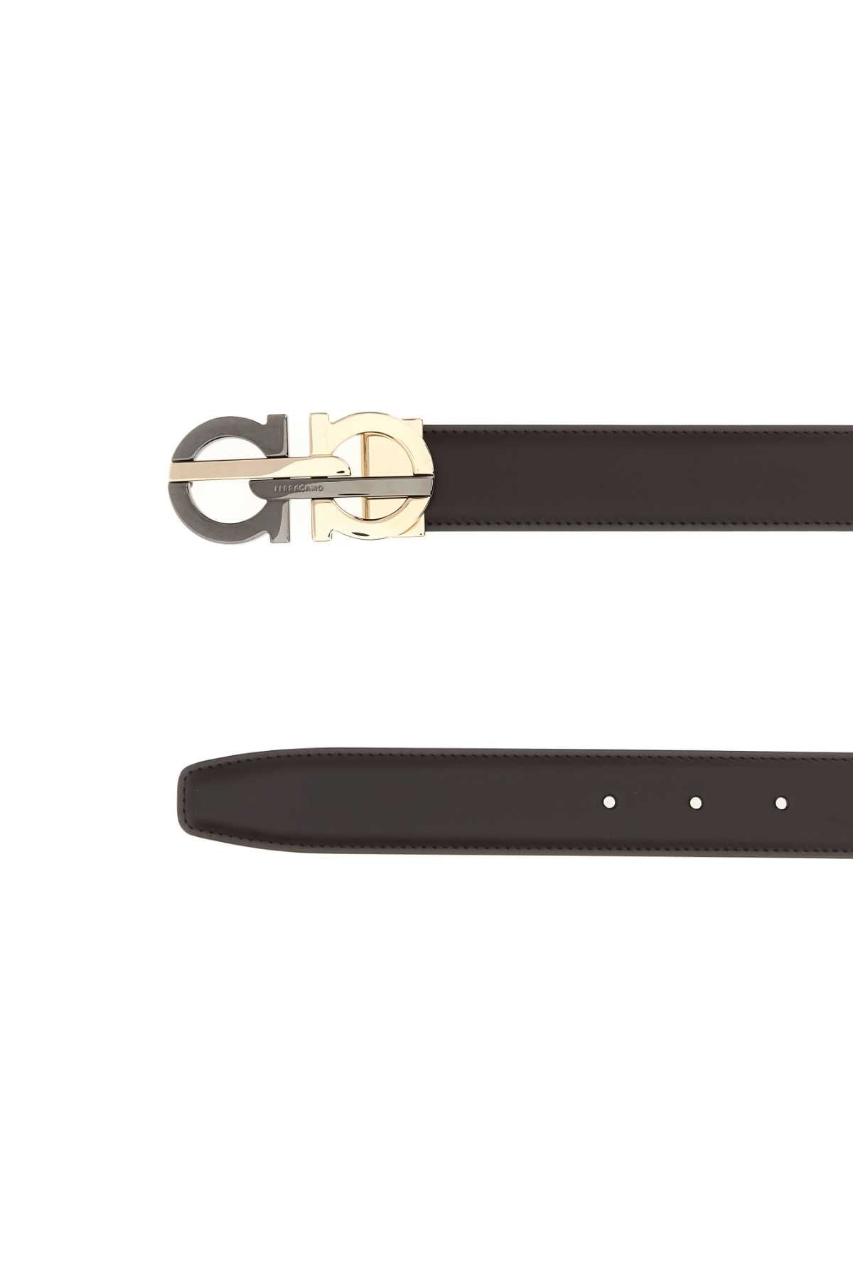Salvatore Ferragamo Men Chocolate Leather Reversible Belt FERRAGAMO