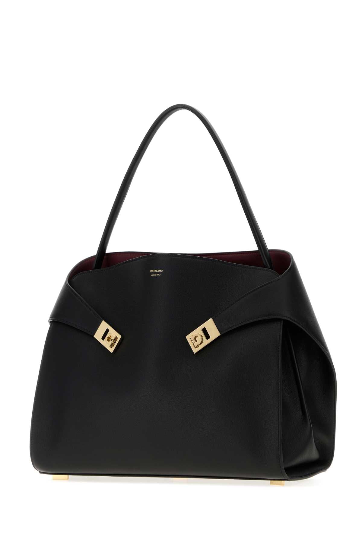 Salvatore Ferragamo Women Black Leather Large Hug Soft Shoulder Bag FERRAGAMO