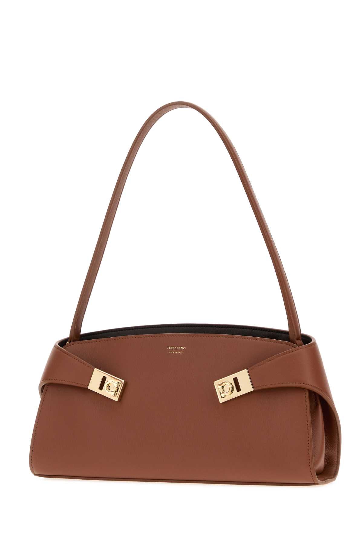 Salvatore Ferragamo Women Caramel Leather Hug Shoulder Bag FERRAGAMO