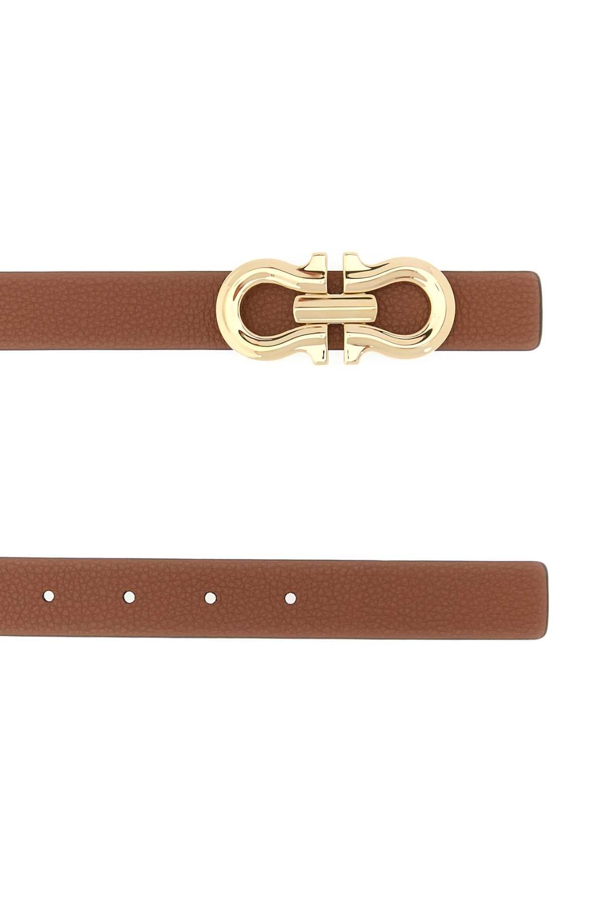 Salvatore Ferragamo Women Biscuit Leather Reversible Belt FERRAGAMO