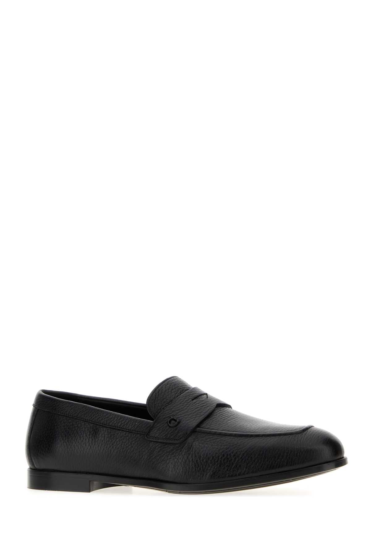 Salvatore Ferragamo Men Black Leather Tiberio Loafers FERRAGAMO