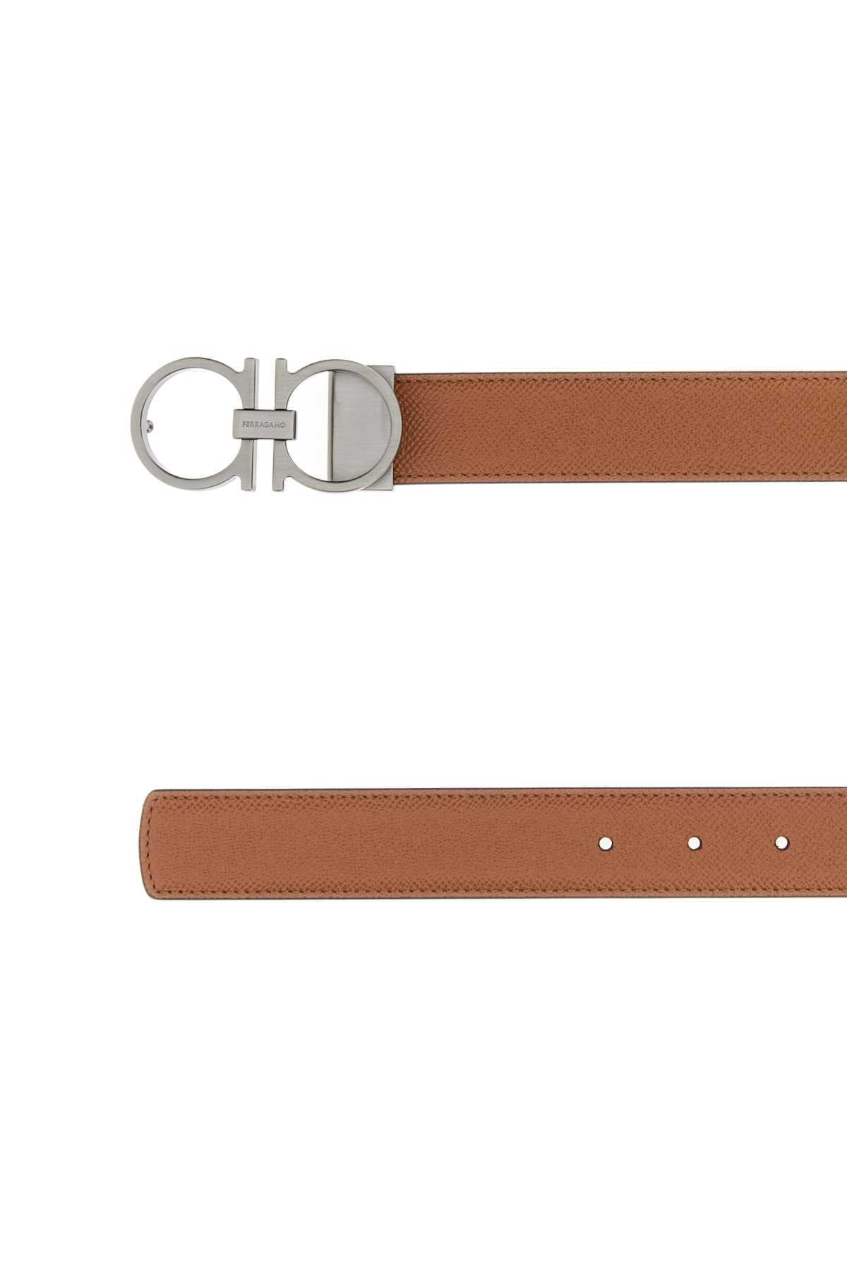 Salvatore Ferragamo Men Biscuit Leather Reversible Belt FERRAGAMO
