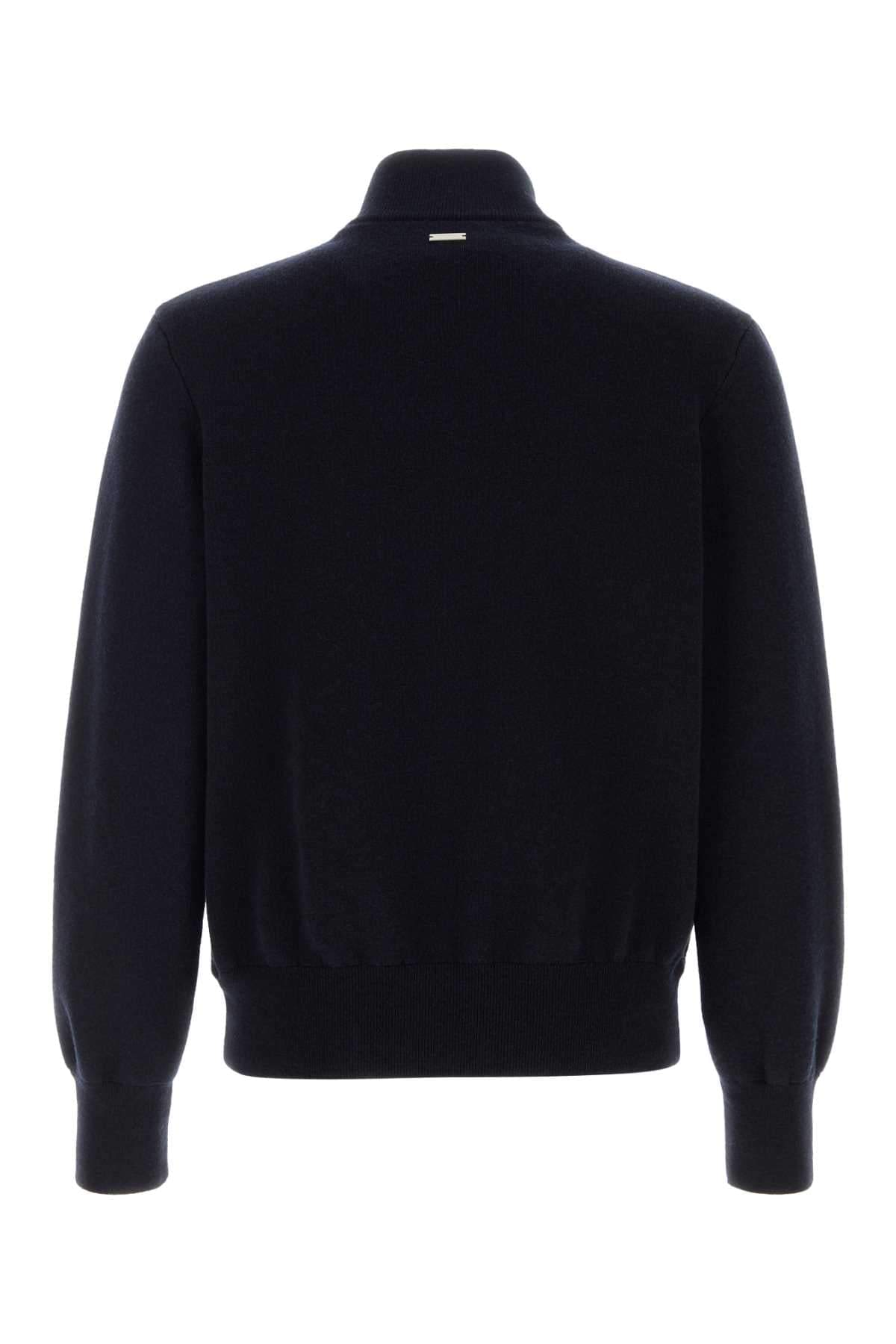 Salvatore Ferragamo Men Navy Blue Wool Cardigan FERRAGAMO