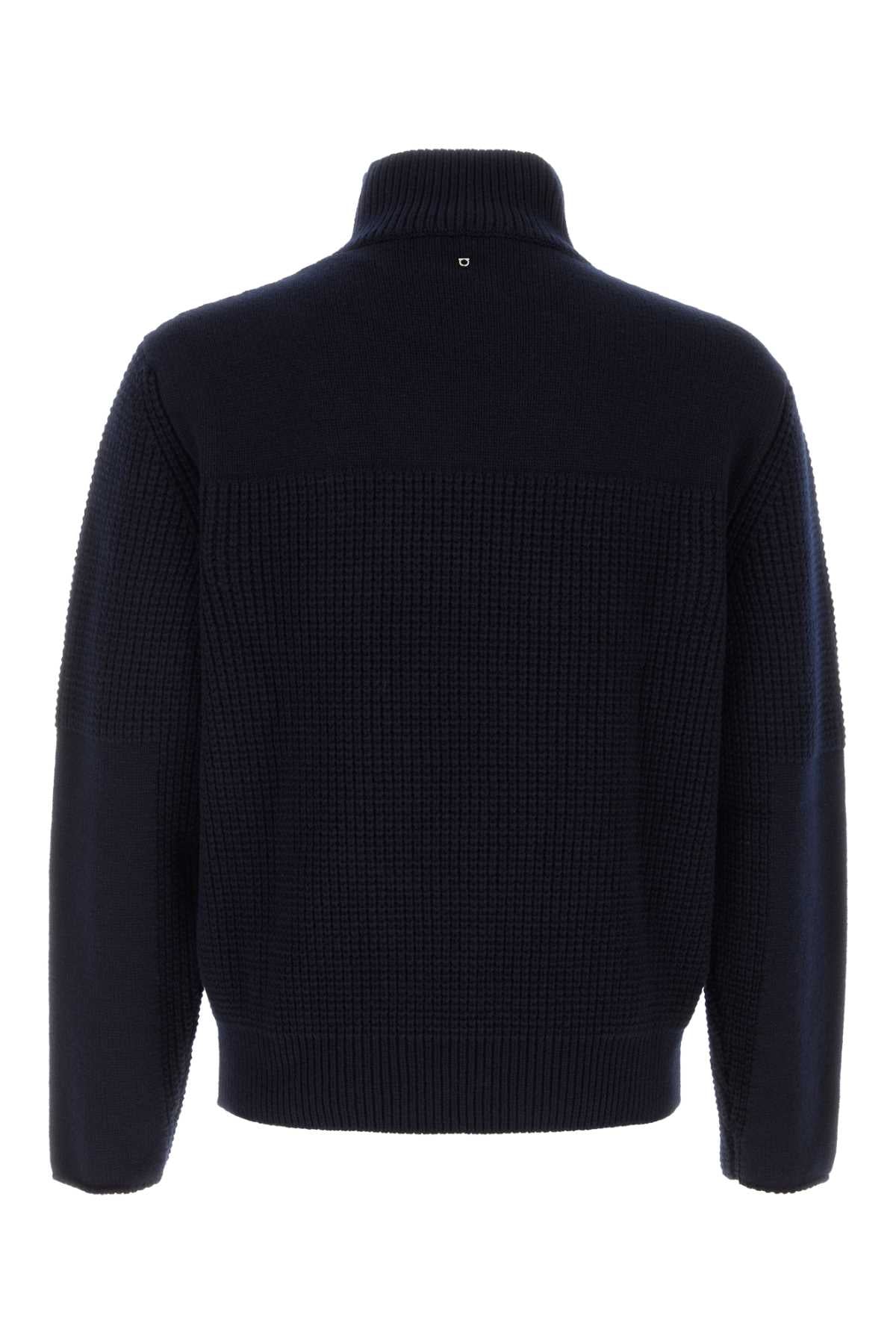 Salvatore Ferragamo Men Navy Blue Wool Sweater FERRAGAMO