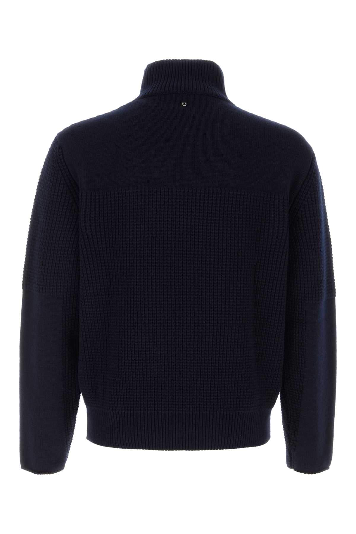 Salvatore Ferragamo Men Navy Blue Wool Sweater FERRAGAMO
