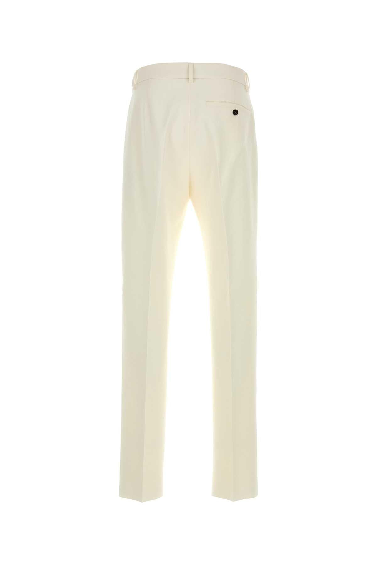 Salvatore Ferragamo Men Ivory Cotton Blend Pant FERRAGAMO