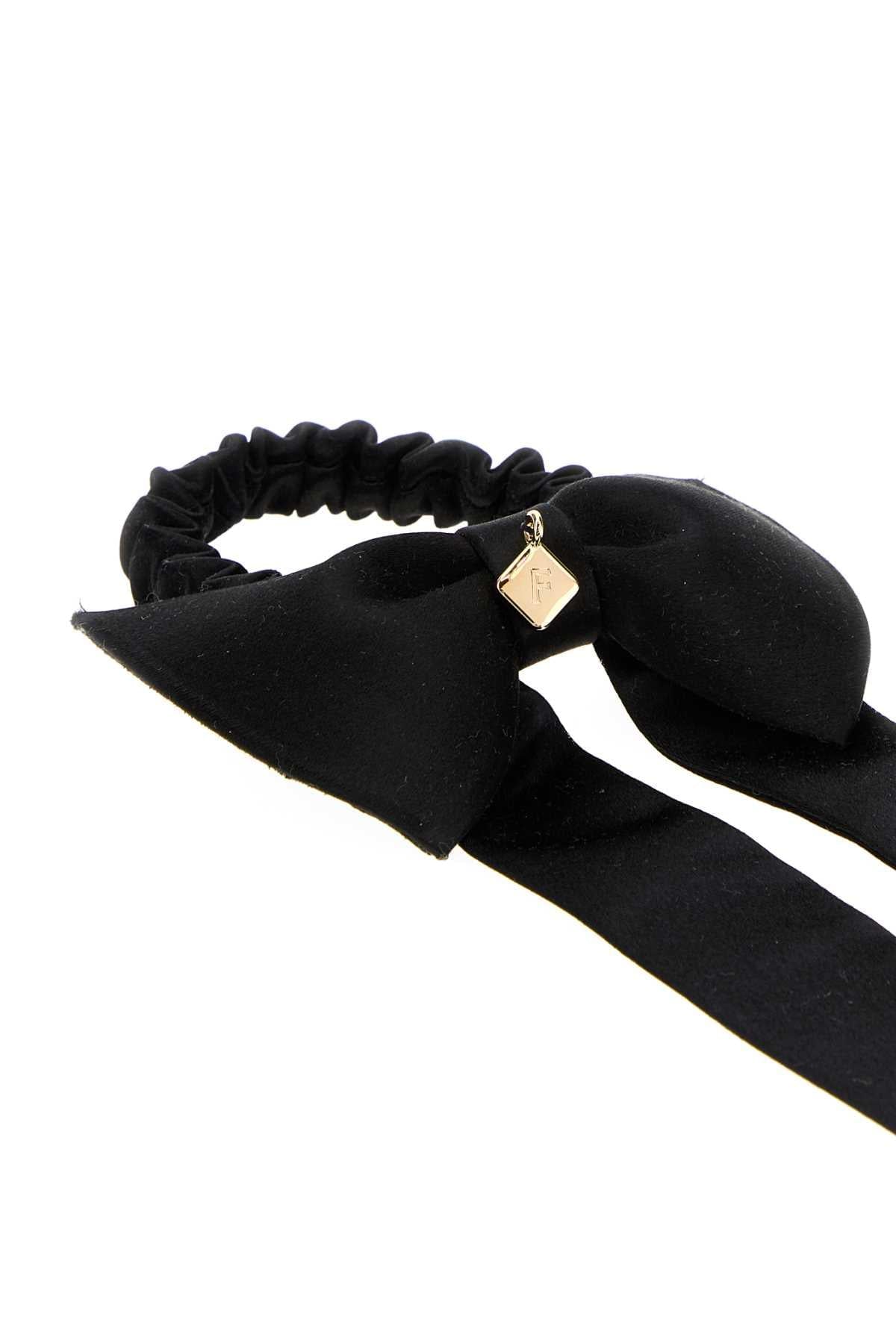 Salvatore Ferragamo Women Black Satin Scrunchie FERRAGAMO