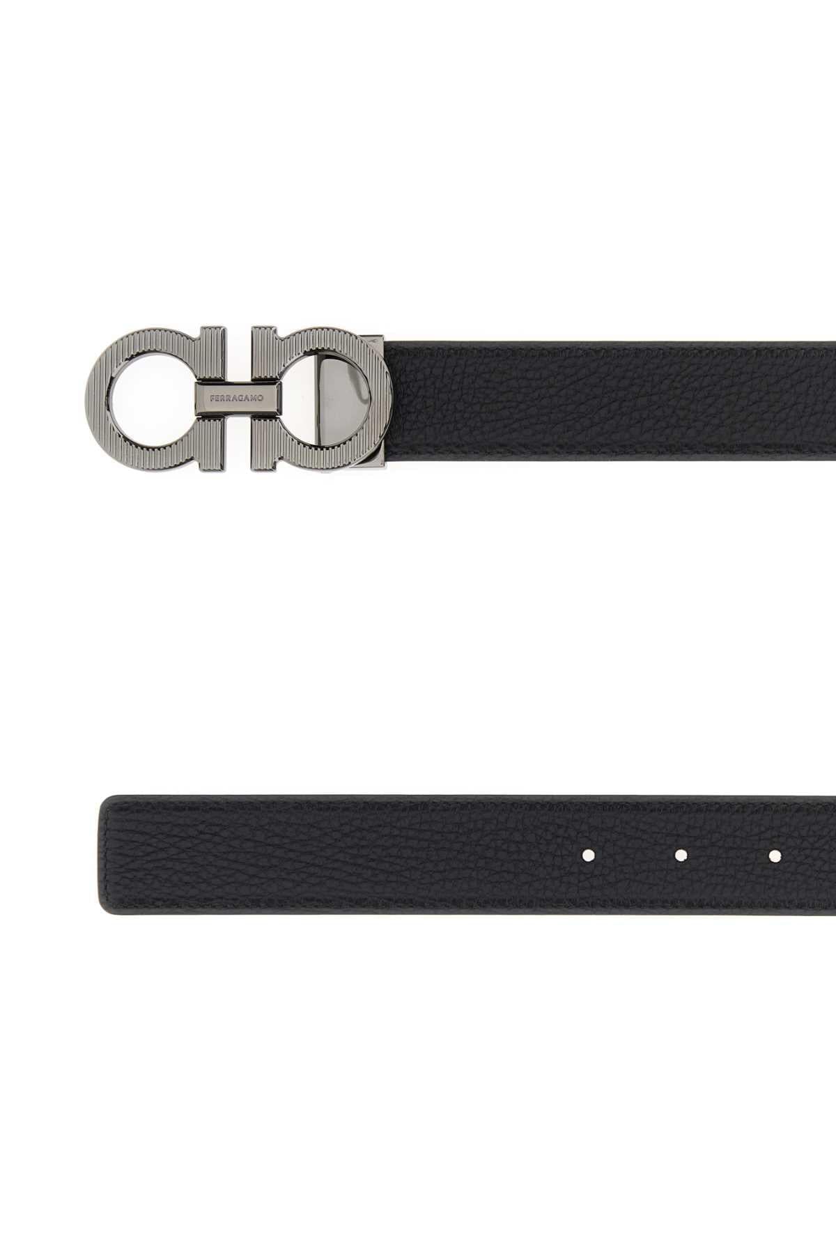 Salvatore Ferragamo Men Black Leather Reversible Belt FERRAGAMO