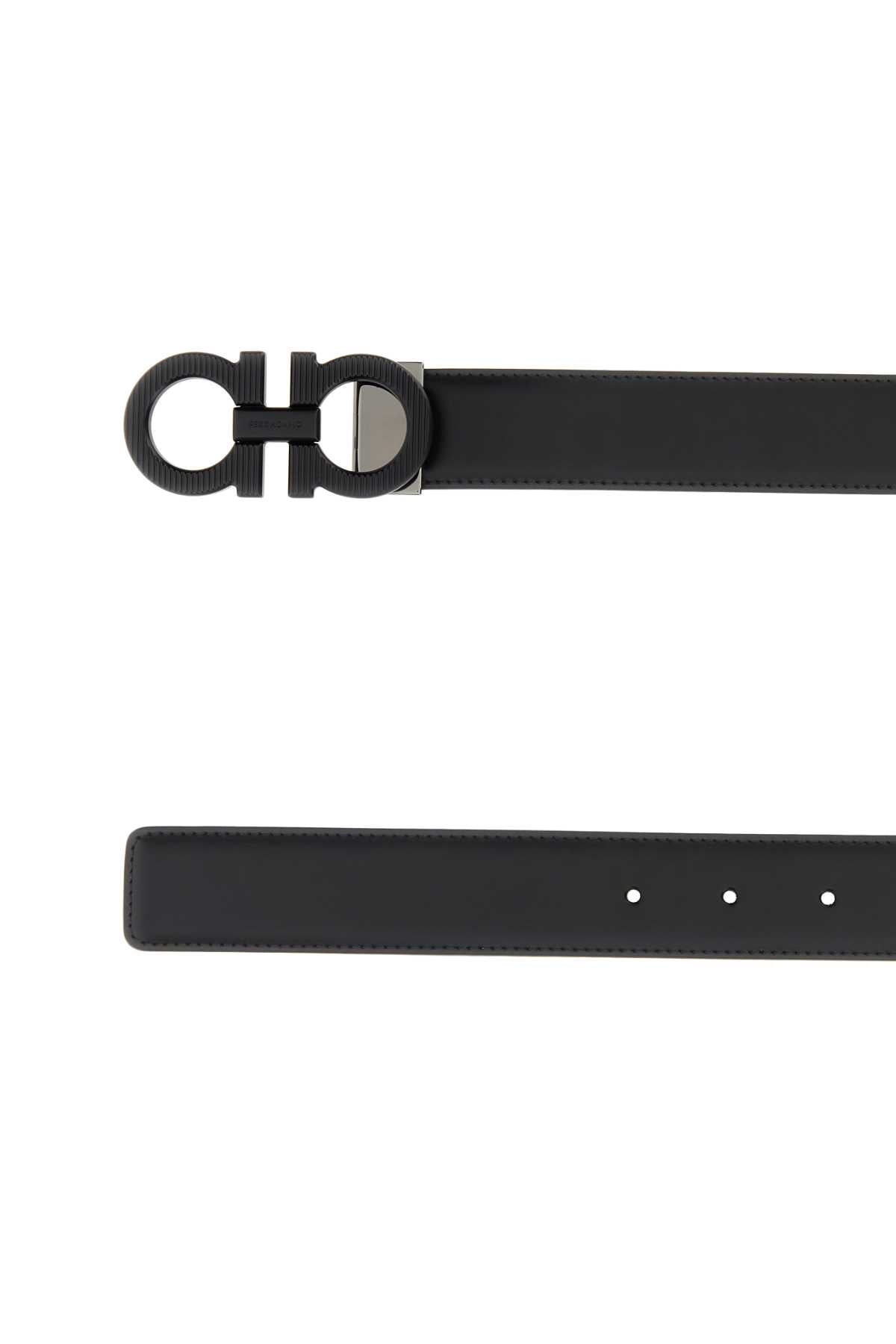 Salvatore Ferragamo Men Black Leather Reversible Belt FERRAGAMO