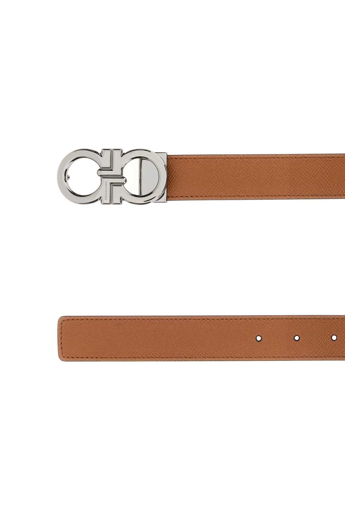 Salvatore Ferragamo Men Biscuit Leather Reversible Belt FERRAGAMO