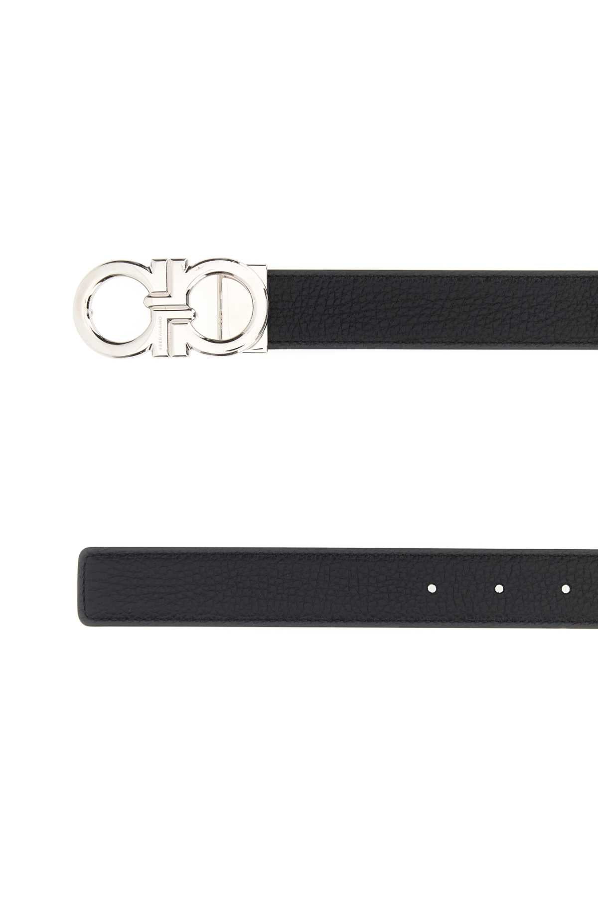 Salvatore Ferragamo Men Black Leather Reversible Belt FERRAGAMO
