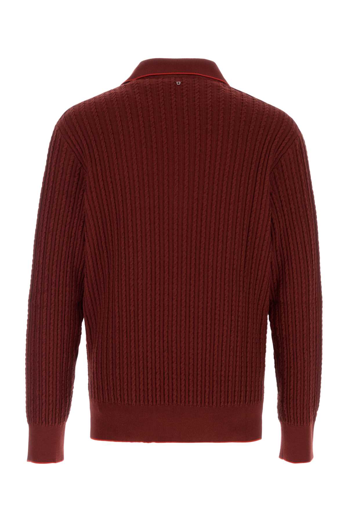 Salvatore Ferragamo Men Red Cotton Blend Sweater FERRAGAMO
