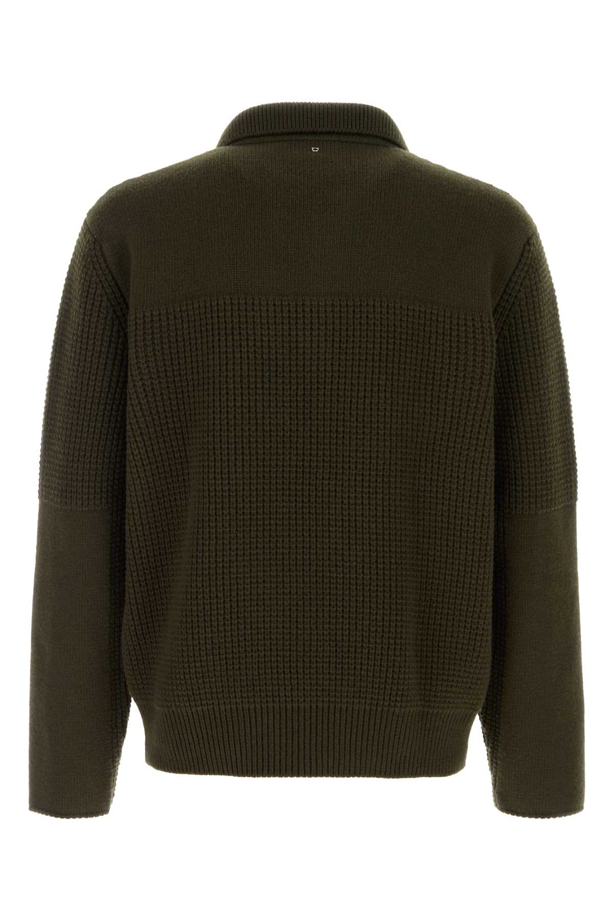 Salvatore Ferragamo Men Olive Green Wool Sweater FERRAGAMO