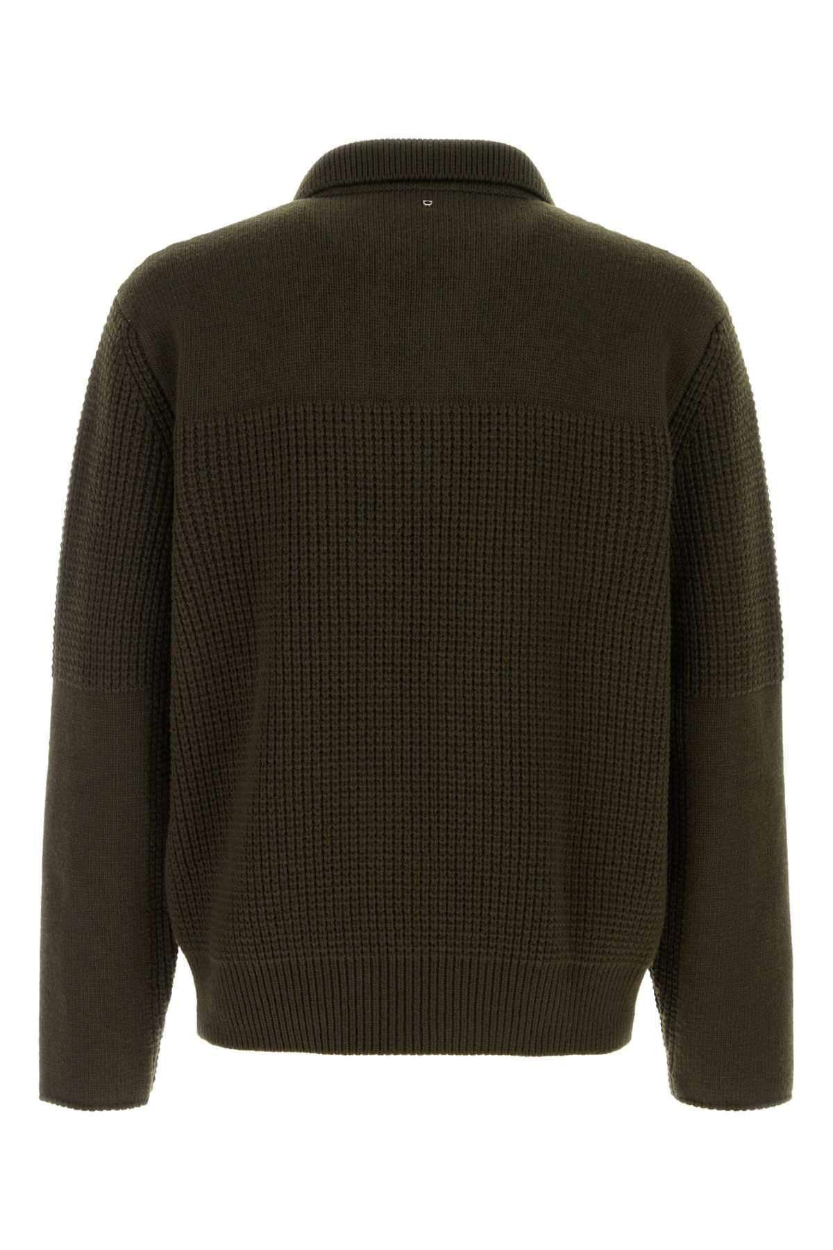 Salvatore Ferragamo Men Olive Green Wool Sweater FERRAGAMO