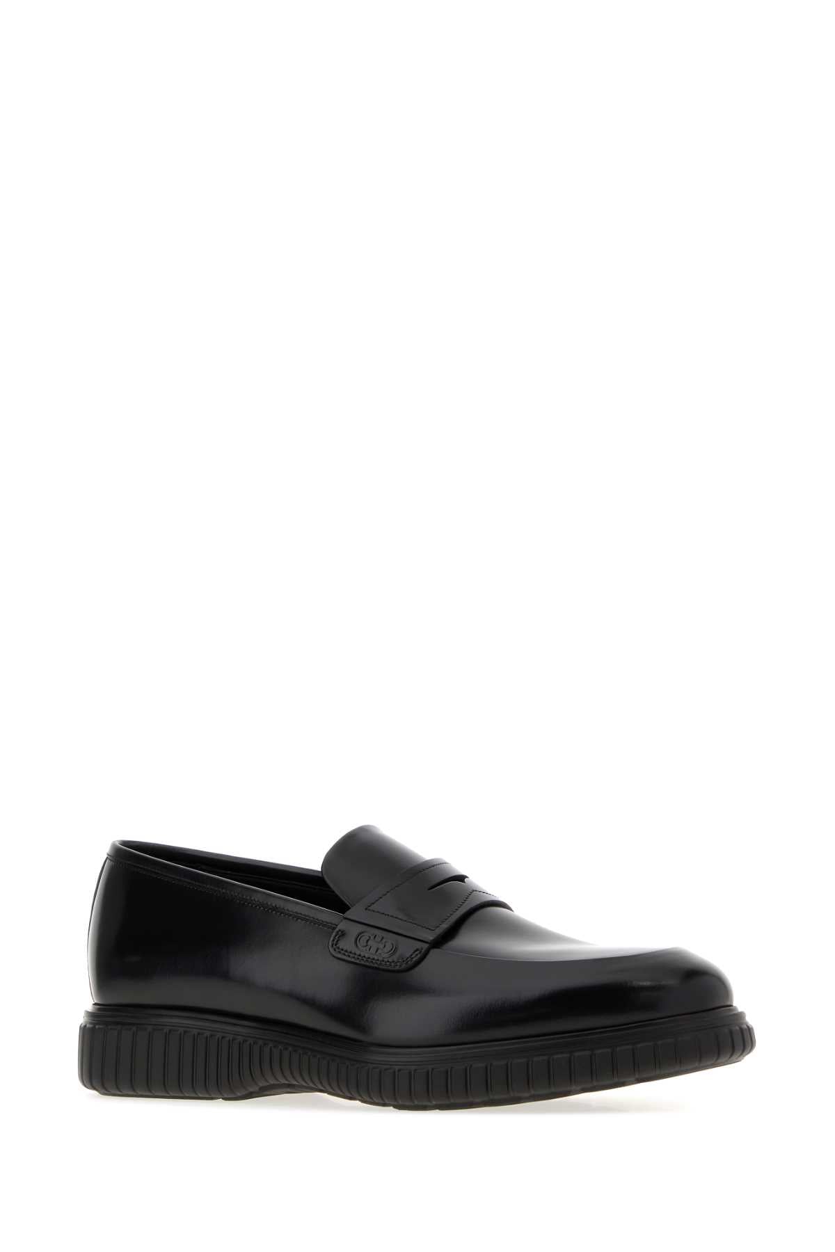Salvatore Ferragamo Men Black Leather Simone Loafers FERRAGAMO