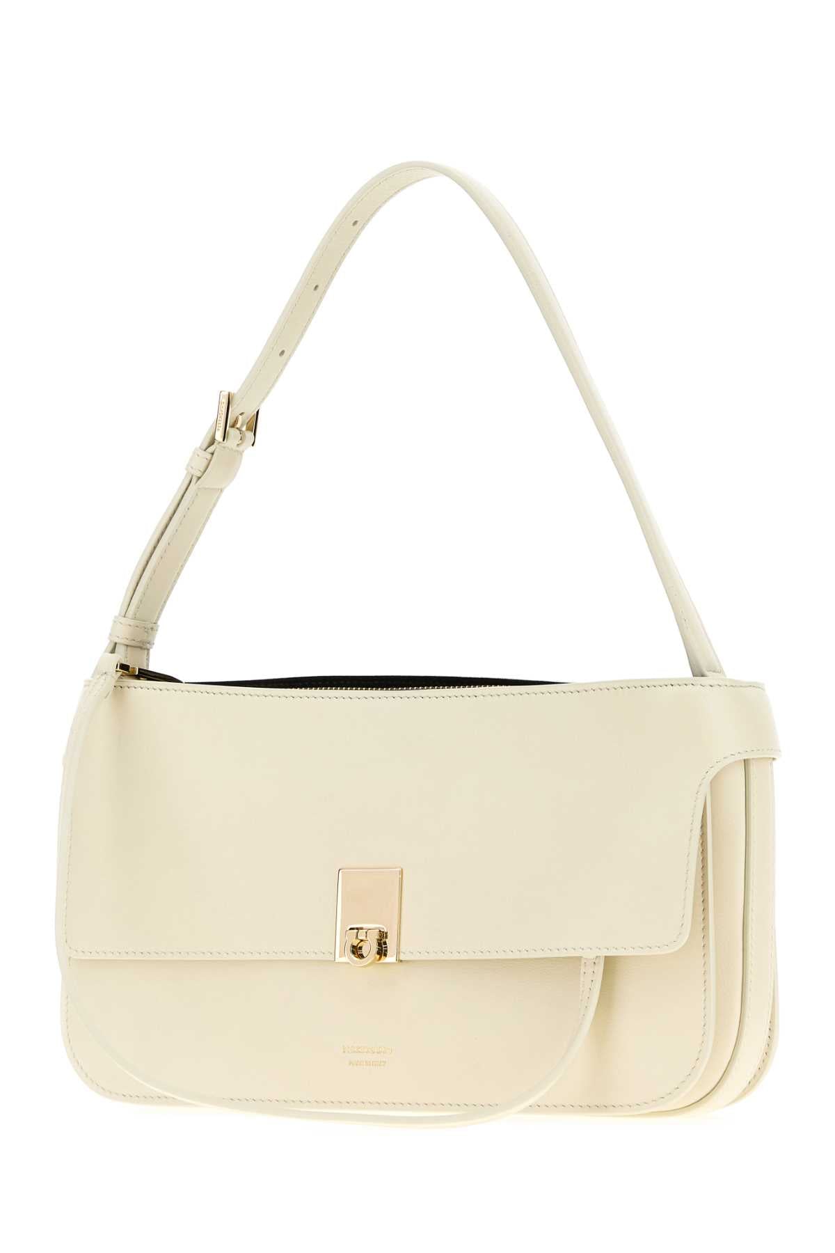 Salvatore Ferragamo Women Ivory Leather Cara Crossbody Bag FERRAGAMO