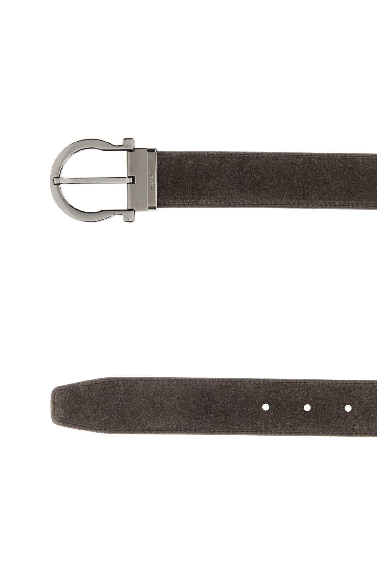 Salvatore Ferragamo Men Mud Suede Belt FERRAGAMO
