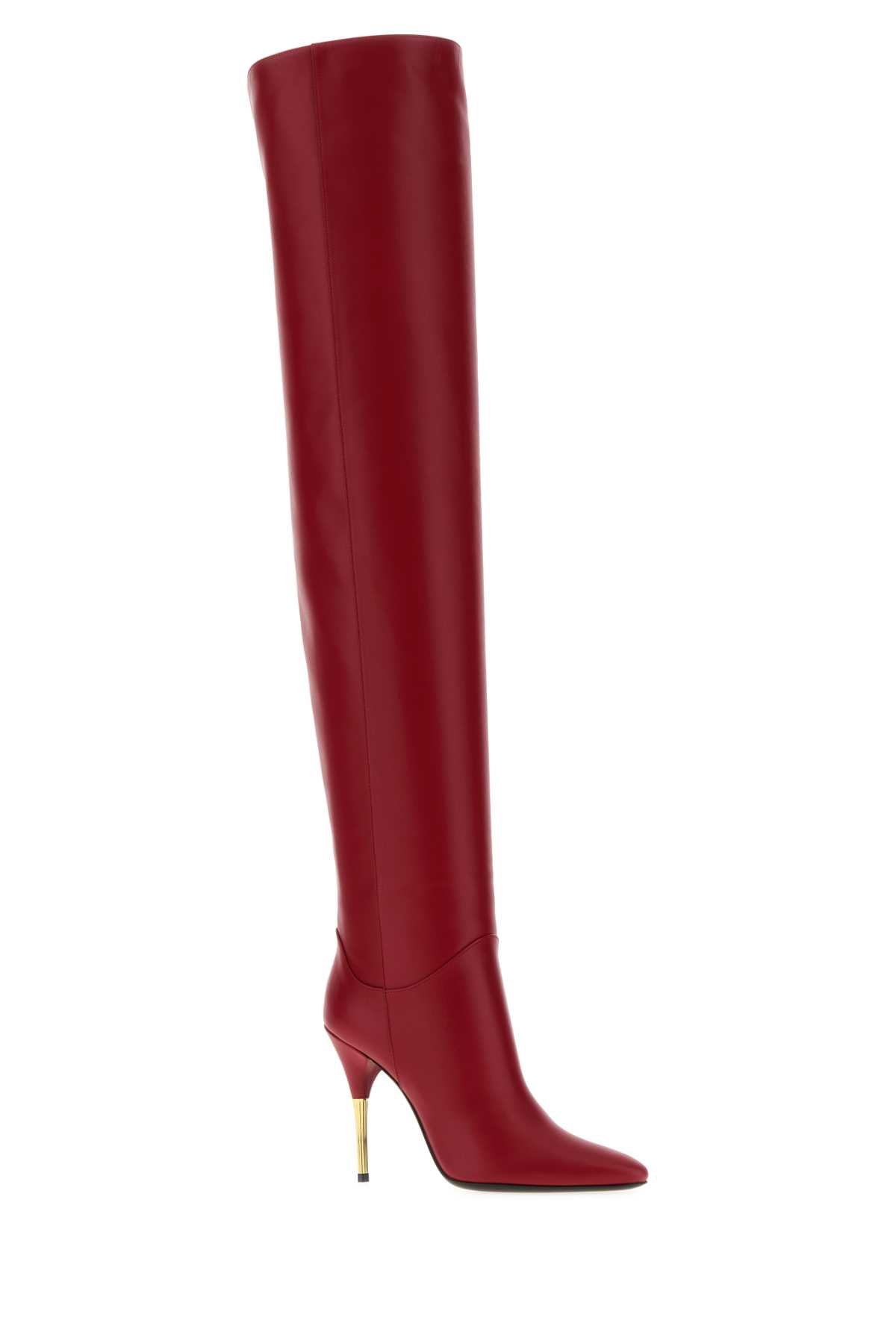 Valentino Garavani Women Red Leather Deboot Boots VALENTINO GARAVANI