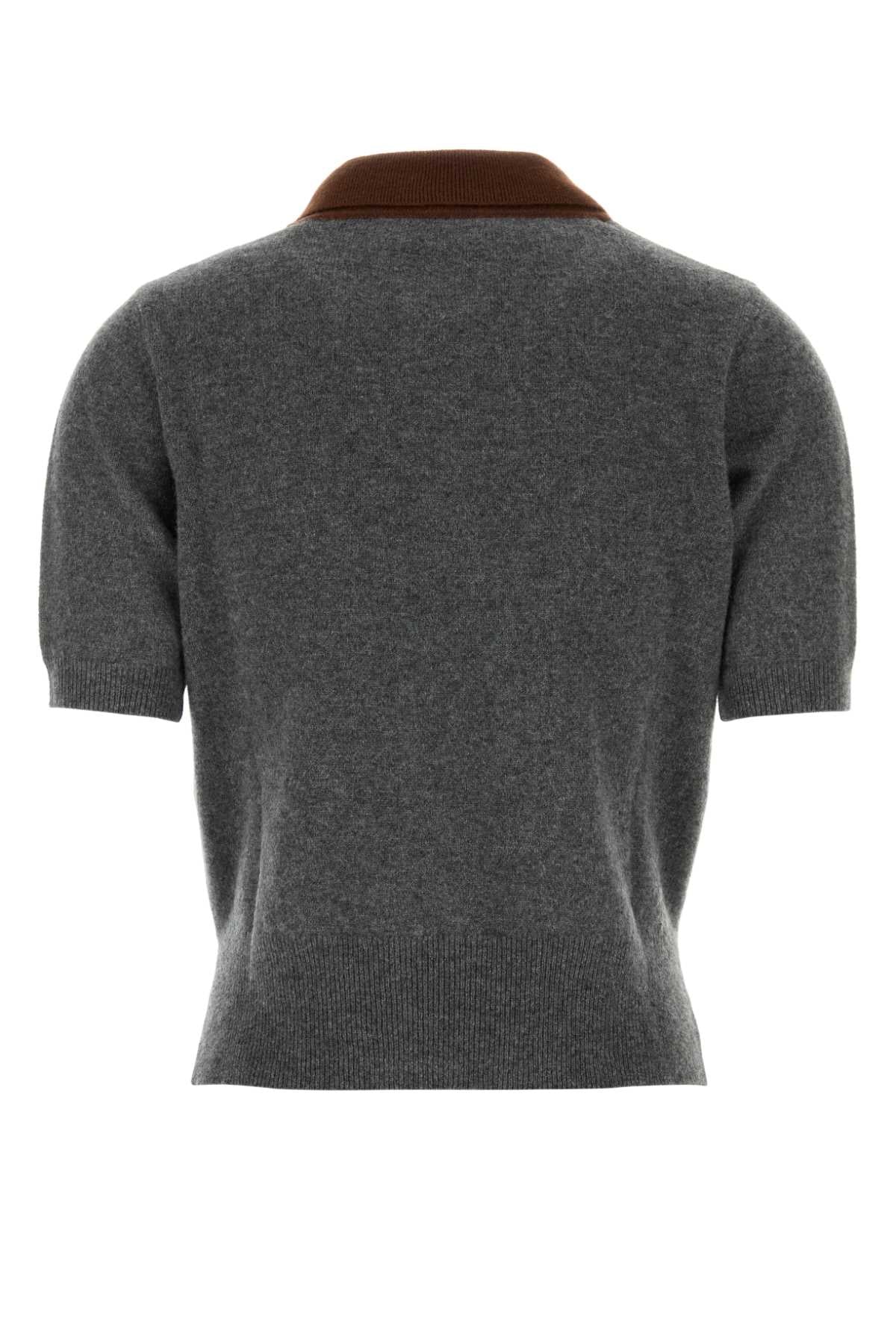 Marni Women Grey Cashmere Polo Shirt MARNI