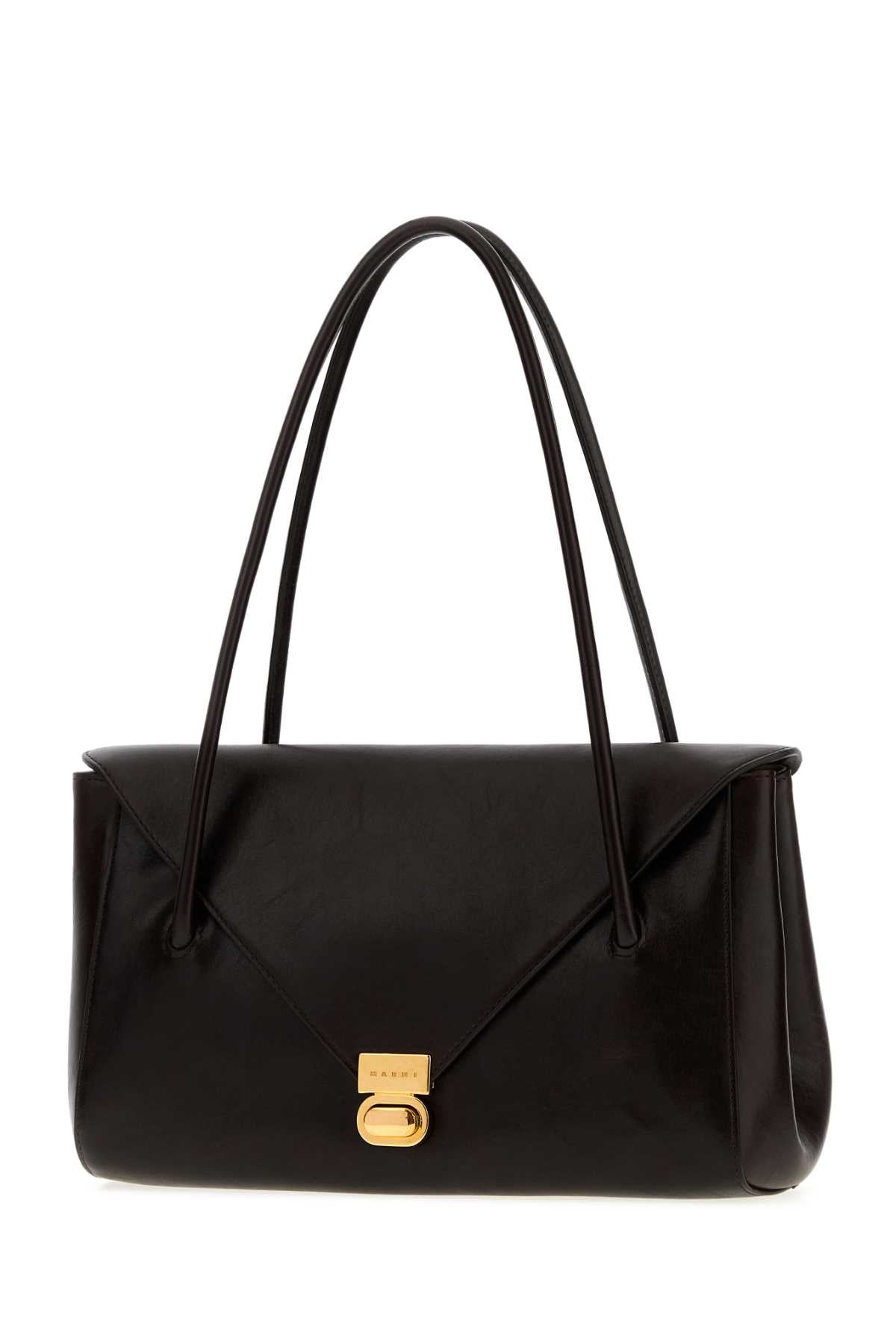 Marni Women Dark Brown Leather E/W Shoulder Bag MARNI