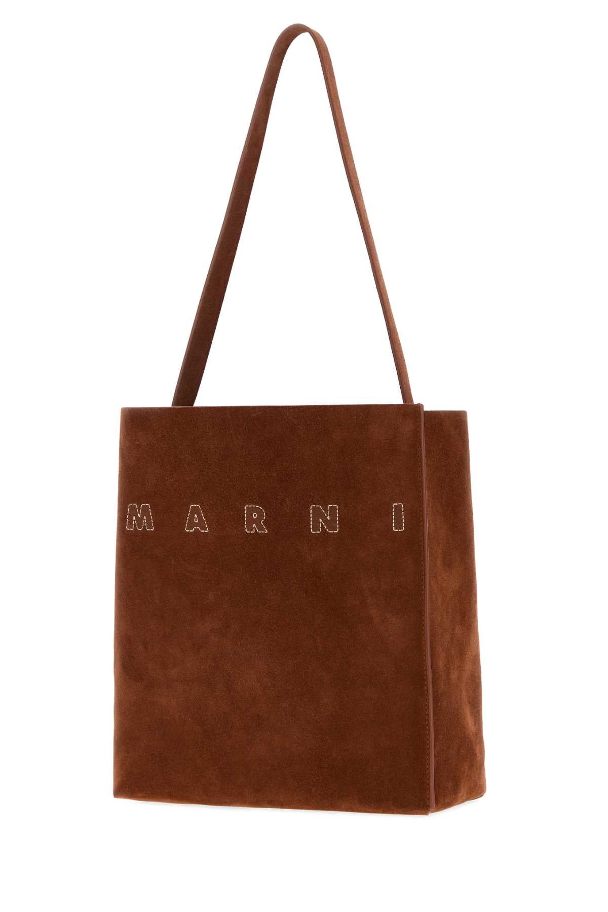 Marni Women Caramel Suede Small Museo Shoulder Bag MARNI